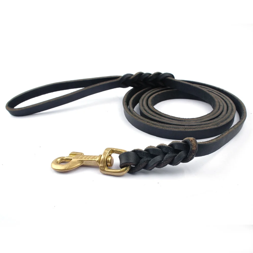 Leather Dog Leash Training Working Braided Dog Leash for German Shepherd