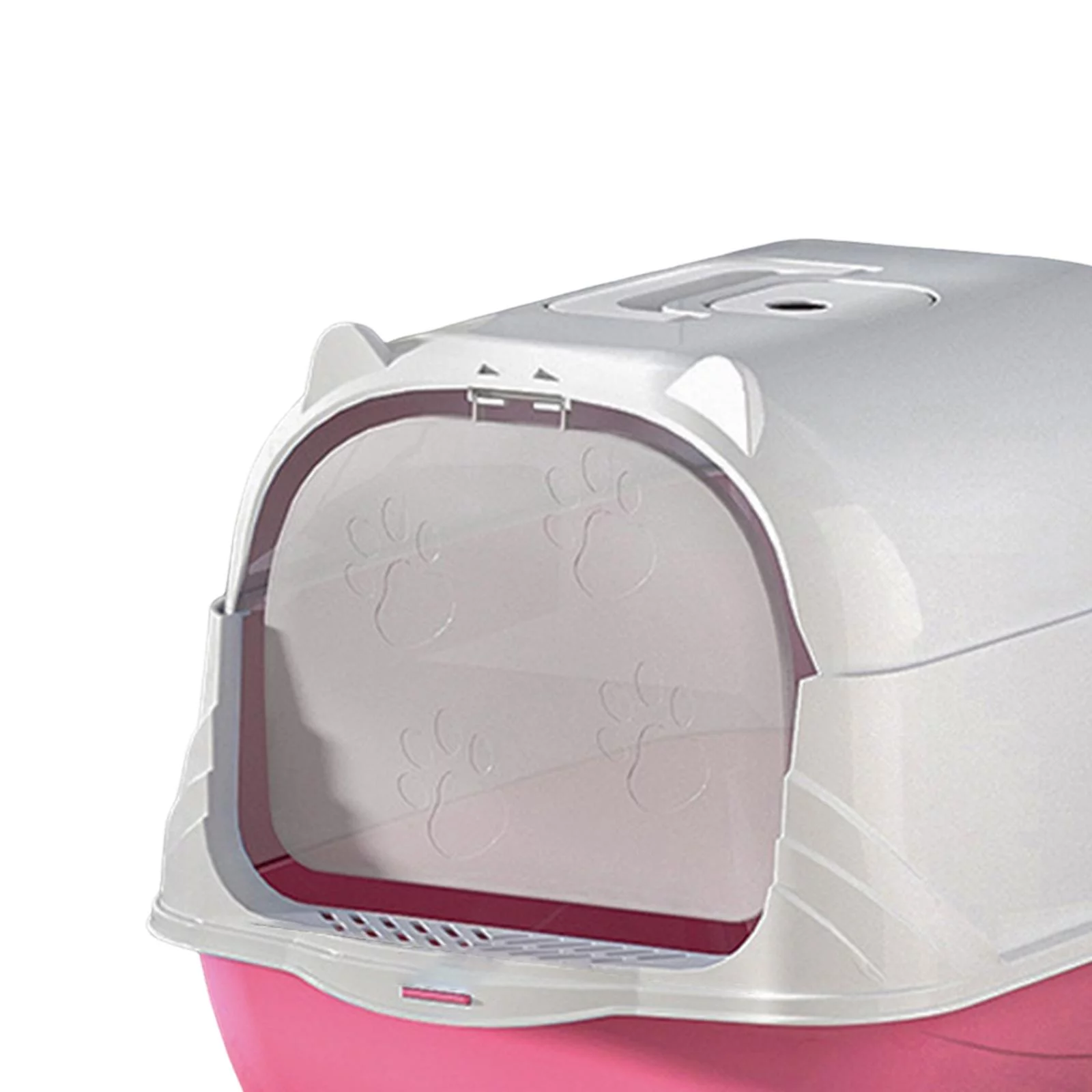 Enclosed and Covered Cat Toilet Bedpan Pet Litter Tray Hooded Cat Litter Box Pink