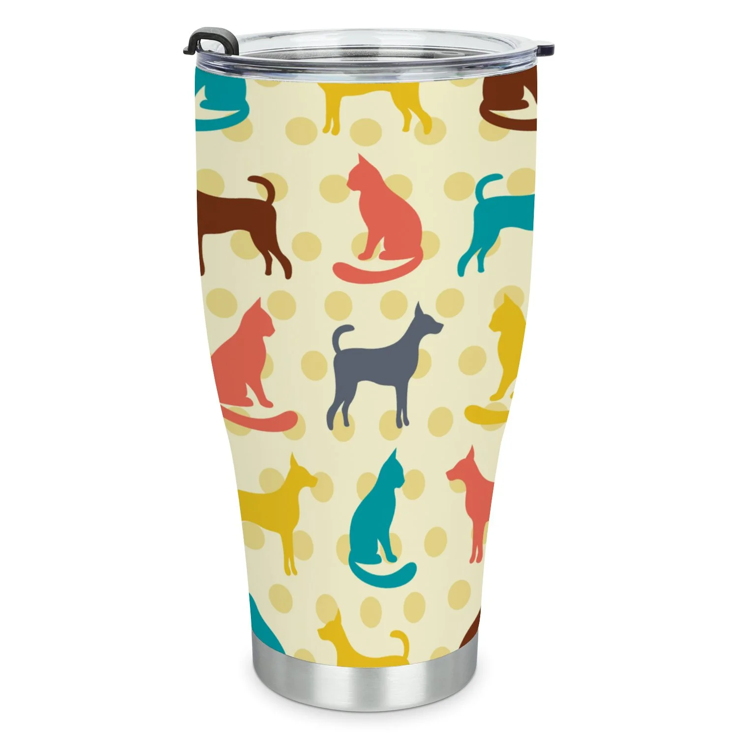 Hidove Stainless Steel Tumbler, Pattern of Cat and Dog 32oz Leak Proof & Stainless Steel Bottle for Hot & Cold Drinks - Coffee Travel Mug, Water Metal Canteen, Thermal Cup