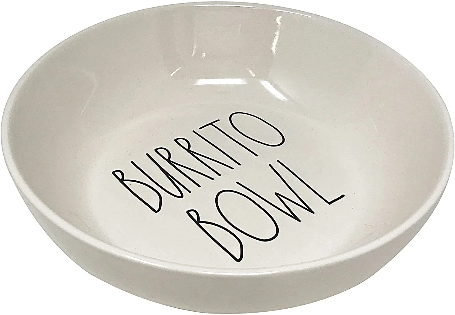 Rae Dunn Burrito Bowl Black LL Letters Ivory Ceramic 8 in Diameter 2.25 in Height Kitchen