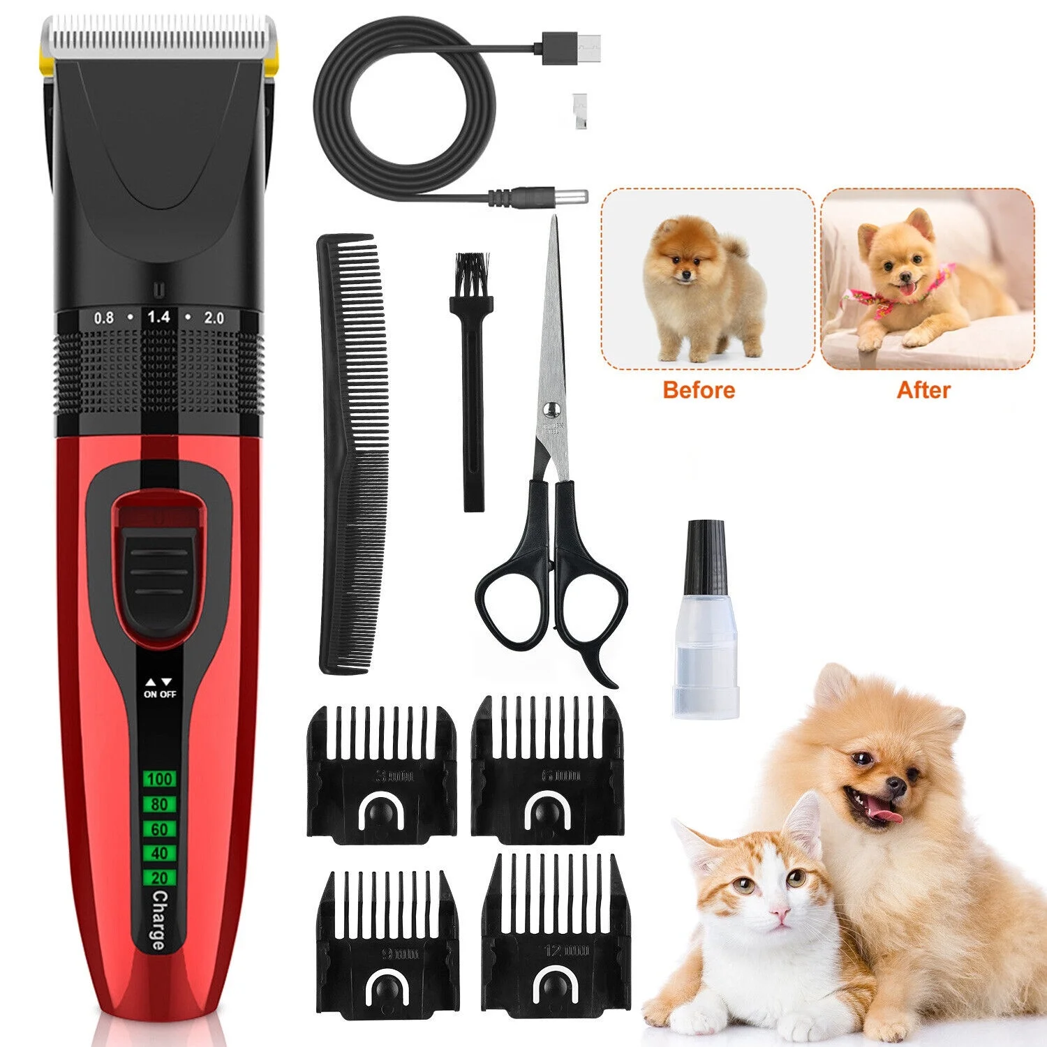 Professional Groomer Pet Grooming Kit Dog Cat Trimmer Hair Clippers Shaver Quiet