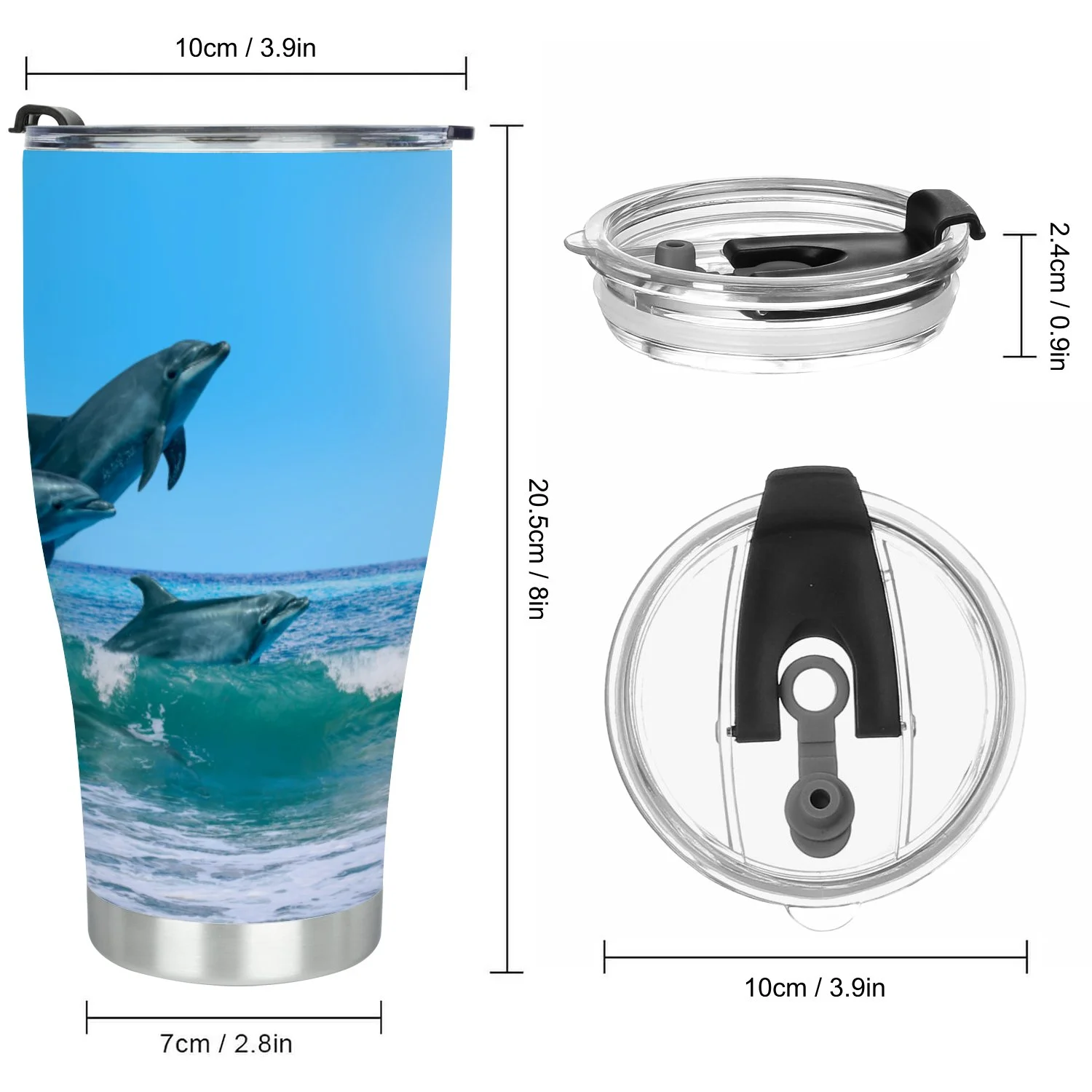 Hidove Stainless Steel Tumbler, Couple Jumping Dolphins 30oz Leak Proof & Stainless Steel Bottle for Hot & Cold Drinks - Coffee Travel Mug, Water Metal Canteen, Thermal Cup