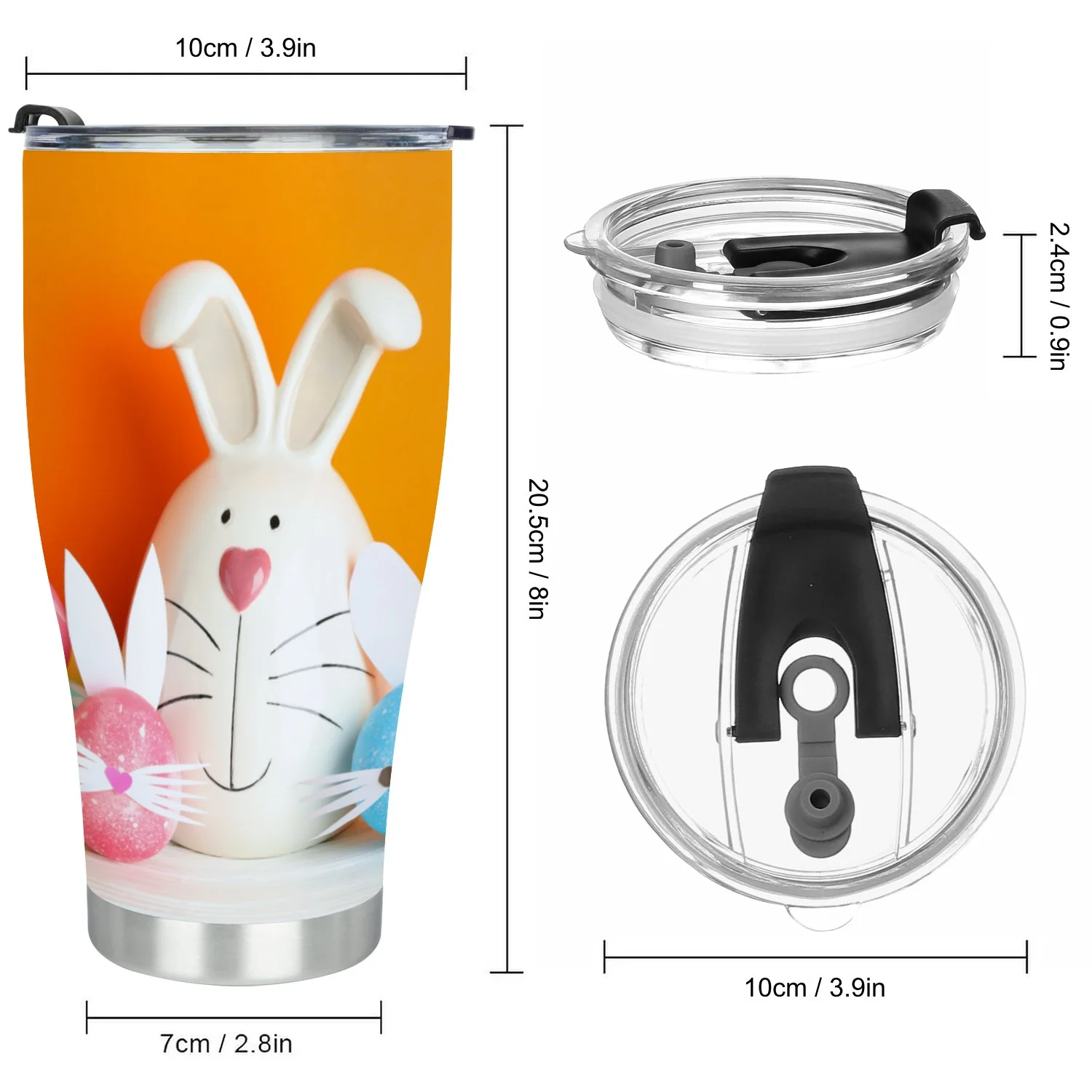 Hidove Stainless Steel Tumbler, Bunny and Easter Eggs 30oz Leak Proof & Stainless Steel Bottle for Hot & Cold Drinks - Coffee Travel Mug, Water Metal Canteen, Thermal Cup