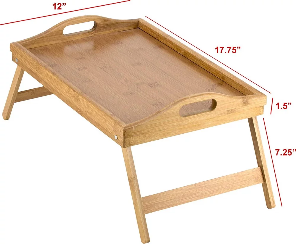 Homritus Bed Tray Table with Folding Legs and Breakfast Tray Bamboo Bed Table and Bed Tray with Legs