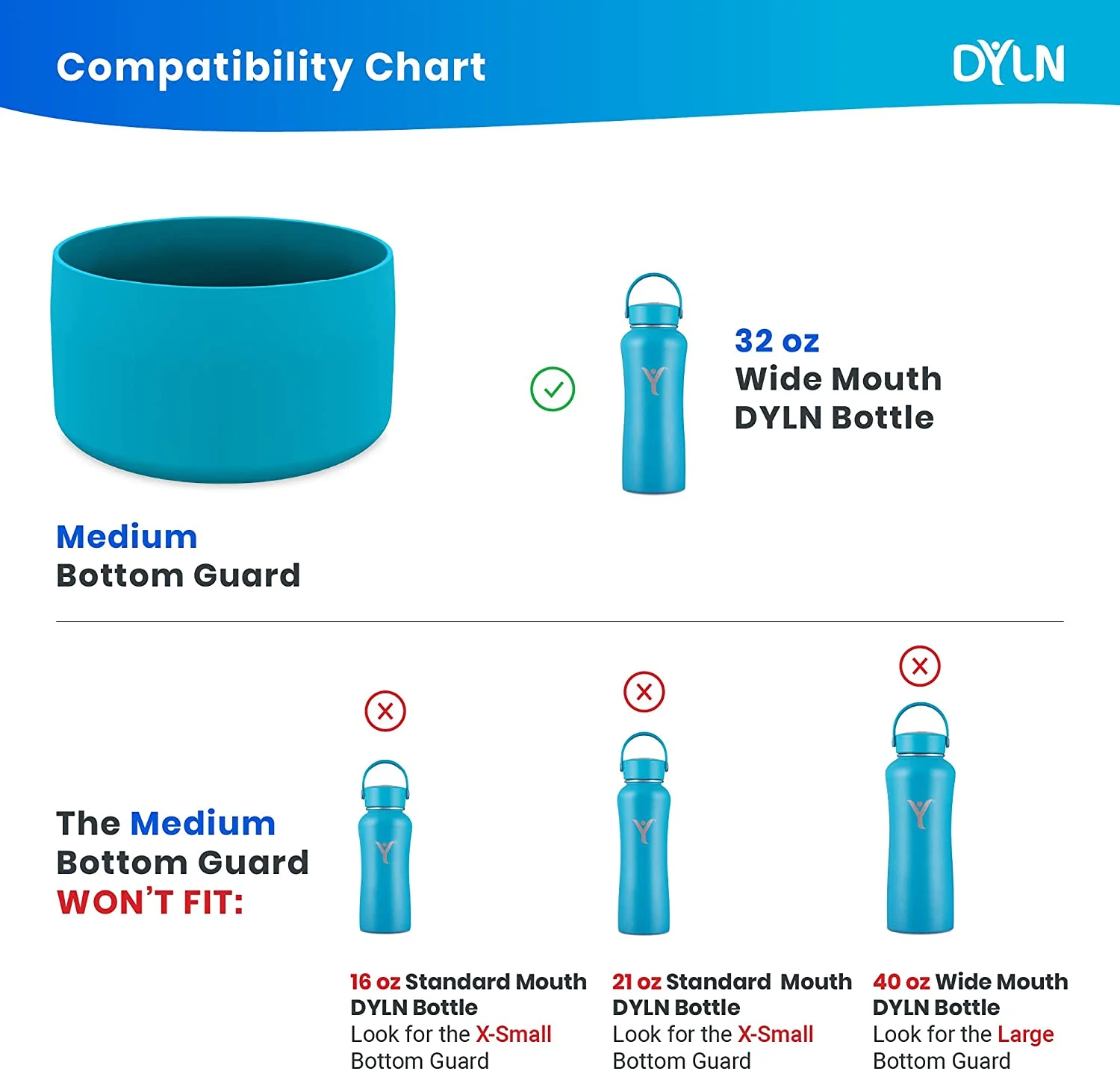 DYLN Protective Silicone Medium Bottom Guard for 32 oz DYLN Wide Mouth Alkaline Water Bottles | Anti-Slip & Flexible Boot | Doubles as a Pet Dog Bowl | Black