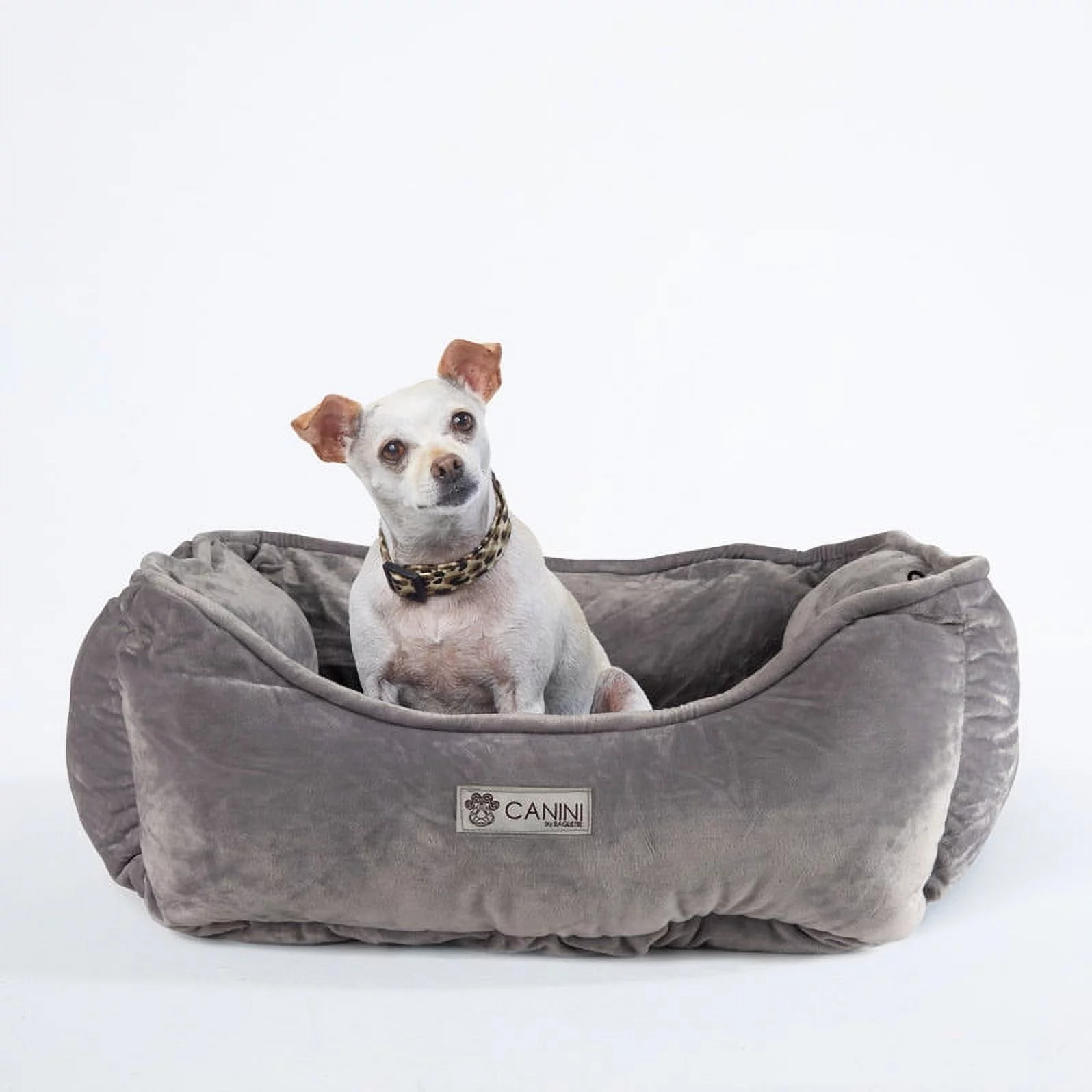 CANINI by Baguette Reversible Micro-Plush Dog Bed for Small-Sized Breeds, Light Gray