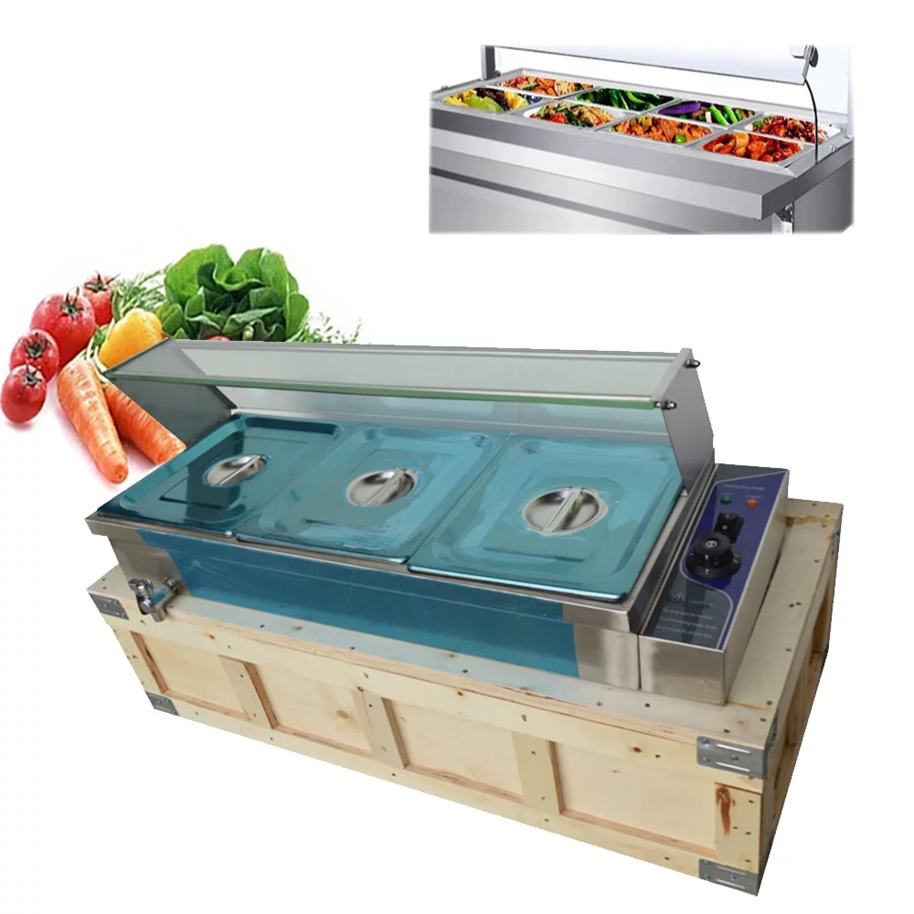 TECHTONGDA Buffet Food Warmer Stainless Steel Bain Marie Buffet Countertop 3 Pot Electric Steam Heater 4