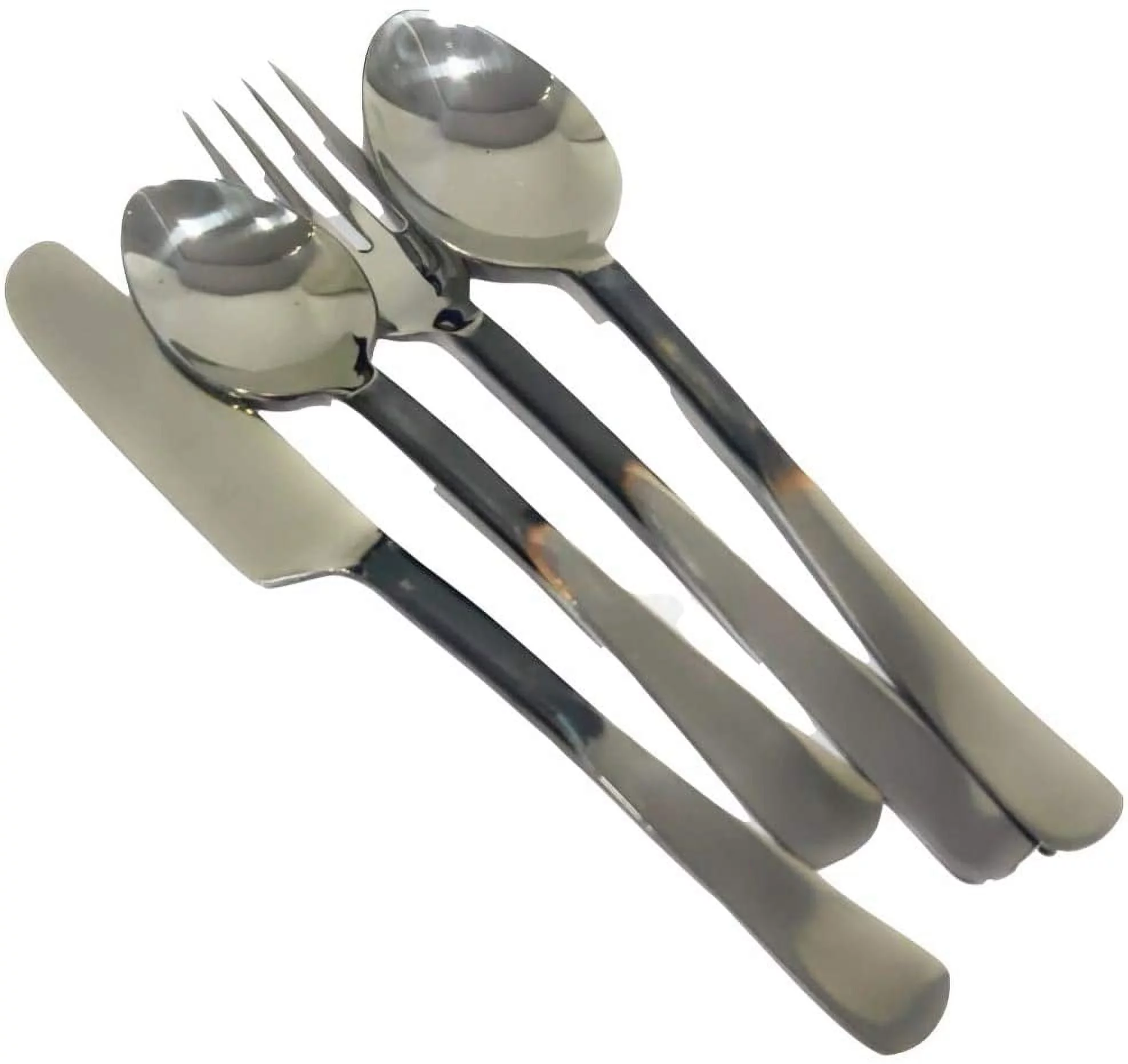 Medieval Eating Utensil Set Silverware Flatware Stainless Steel Fork Spoon Knife with Rustic Finish Hand Forged Handle - Dishwasher Safe