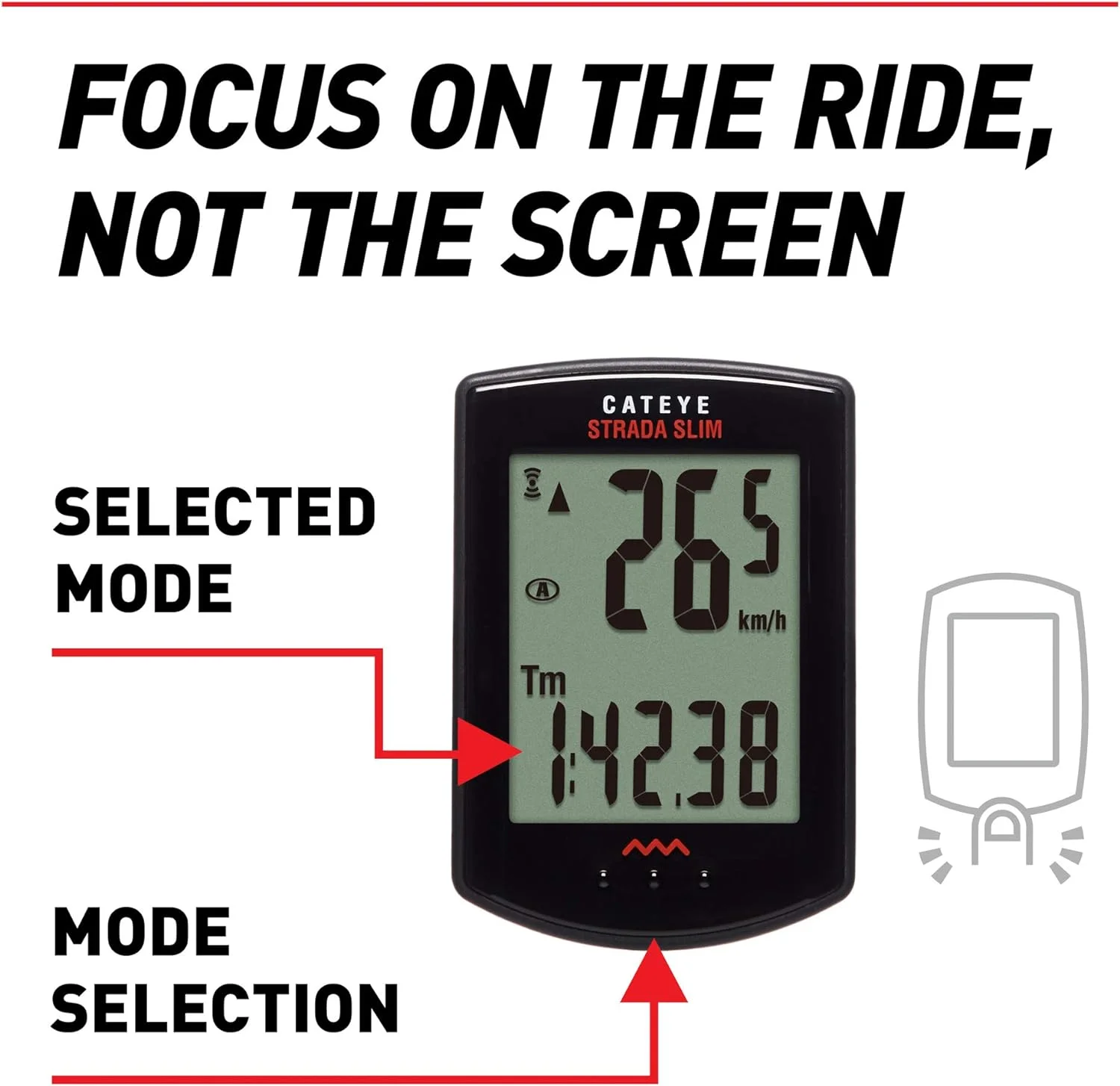 Strada Slim Wireless Bike Computer, Black