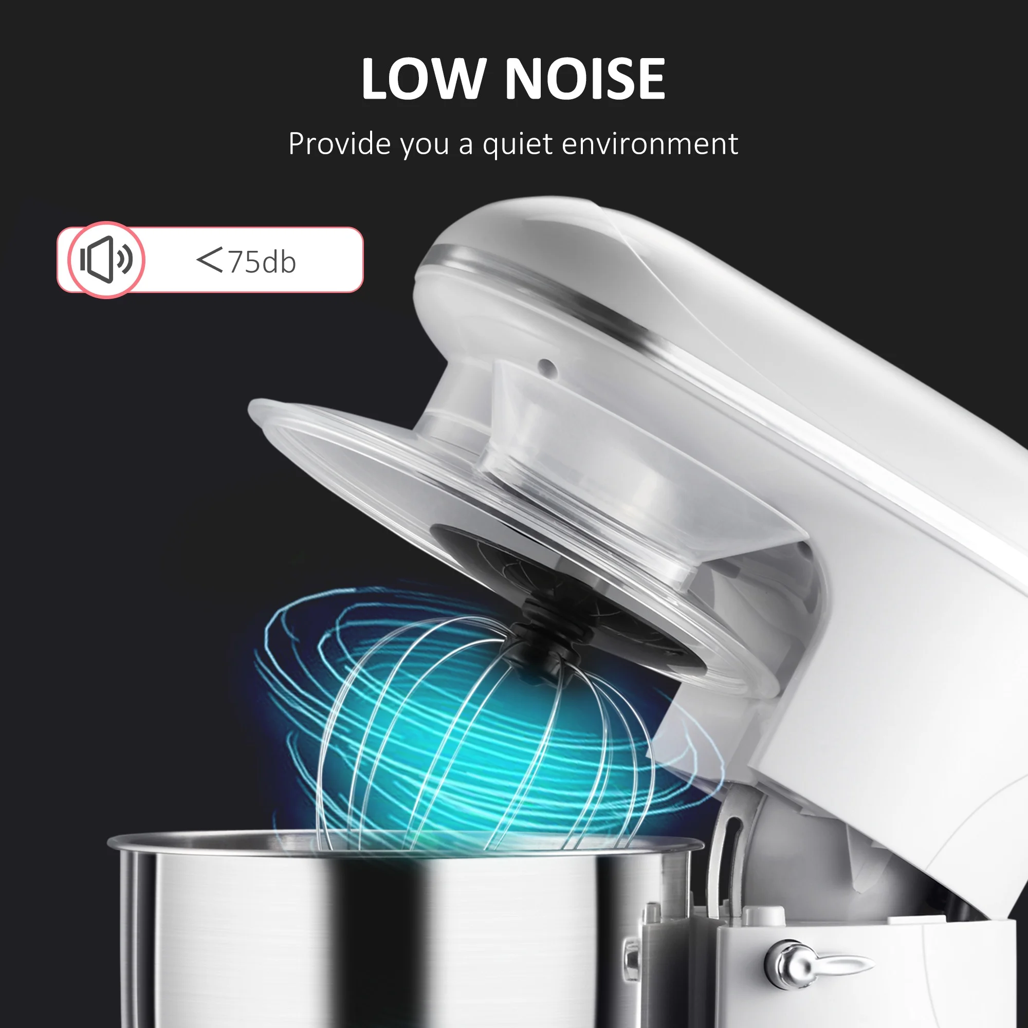 High-Powered Kitchen Electric Mixer - Stand Mixer with 6Qt Stainless Steel Mixing Bowl, Beater, Dough Hook and Splash Guard - 12.85 - Elevate your baking with our versatile mixer!