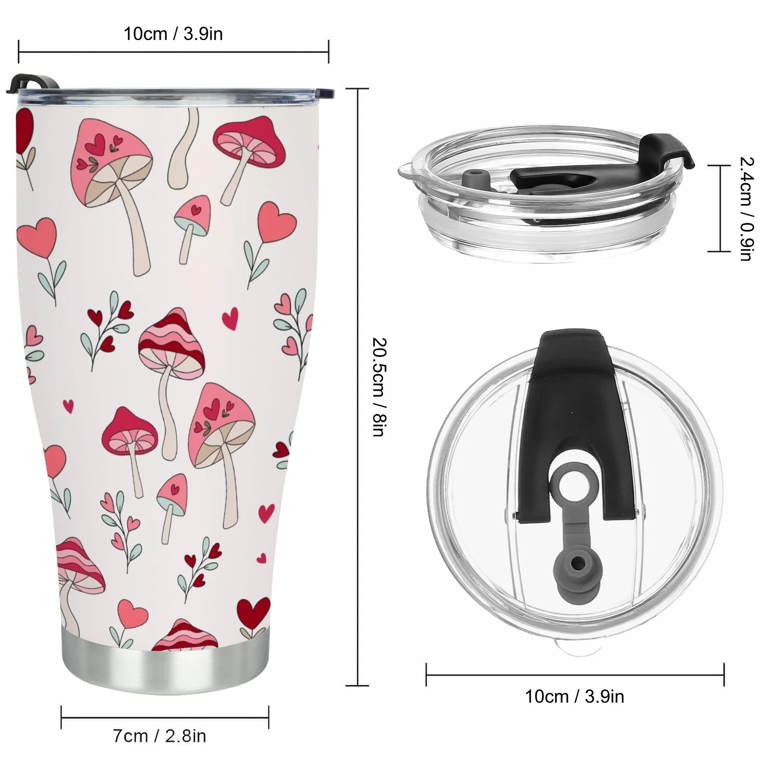 Hidove Stainless Steel Tumbler, Groovy Retro Valentine's Day Love and Hearts 30oz Leak Proof & Stainless Steel Bottle for Hot & Cold Drinks - Coffee Travel Mug, Water Metal Canteen, Thermal Cup