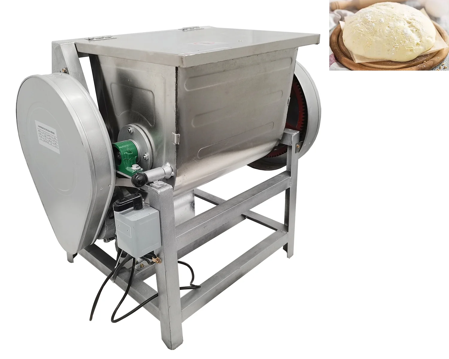 INTSUPERMAI Automatic Bakery Dough Mixer Spiral Dough Kneading Machine Silver 30Qt