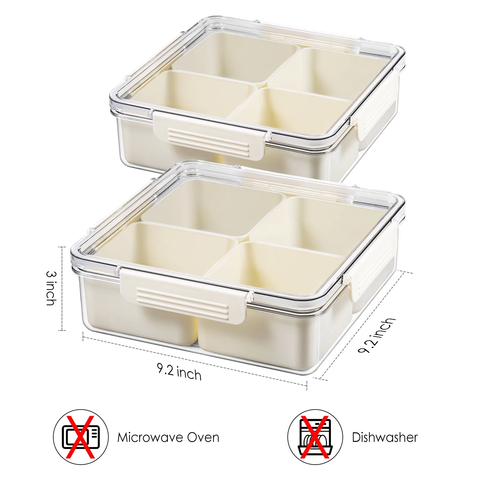 G · PEH Fruit and Veggie Tray with Lid, Food Storage Containers with Lids Airtight Snackle Box Plastic Snack Platter Stackable Travel Veggie Tray Serving Dish