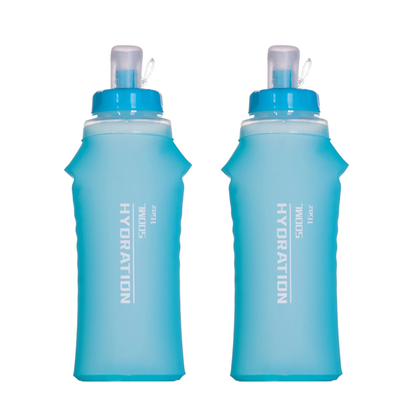 AFISHTOUR TPU Soft Flask 500ml Sports Water Bottle 2pcs for Hydration Pack Suitable for Running Hiking Cycling Climbing Jogging Marathon