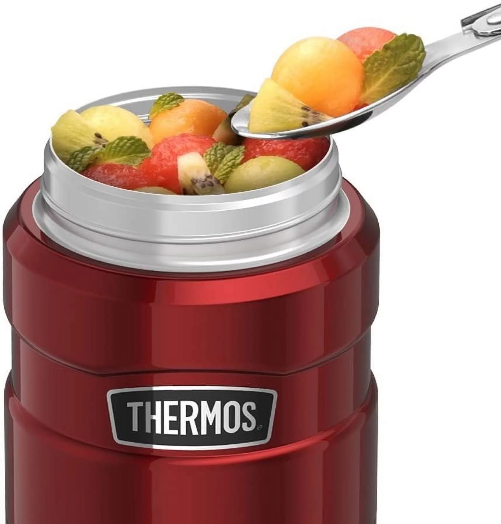 Thermos Stainless King 16 Ounce Food Jar with Folding Spoon, Cranberry