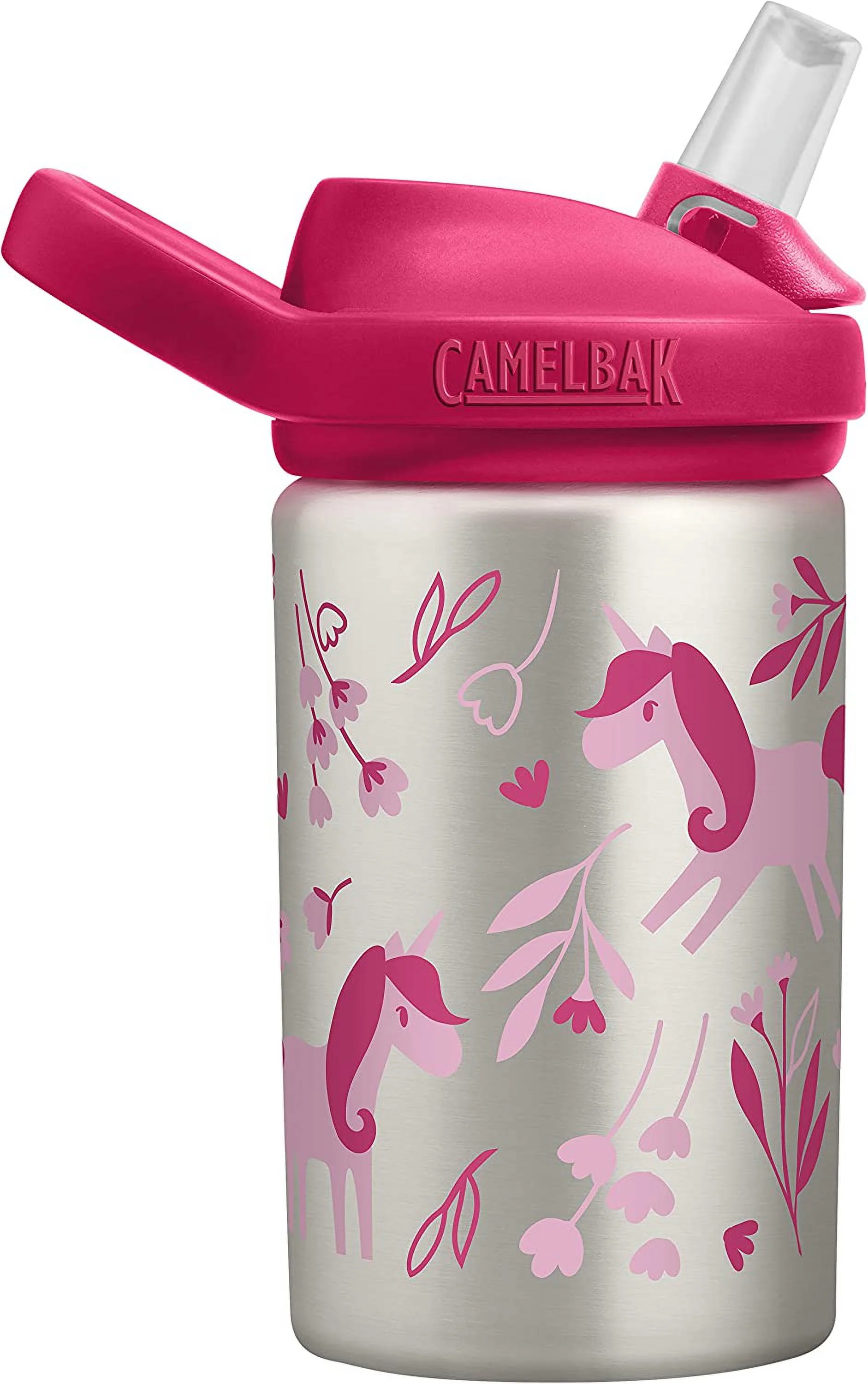 CamelBak Eddy+ Kids Water Bottle with Straw, Single Wall Stainless Steel - Leak-Proof When Closed