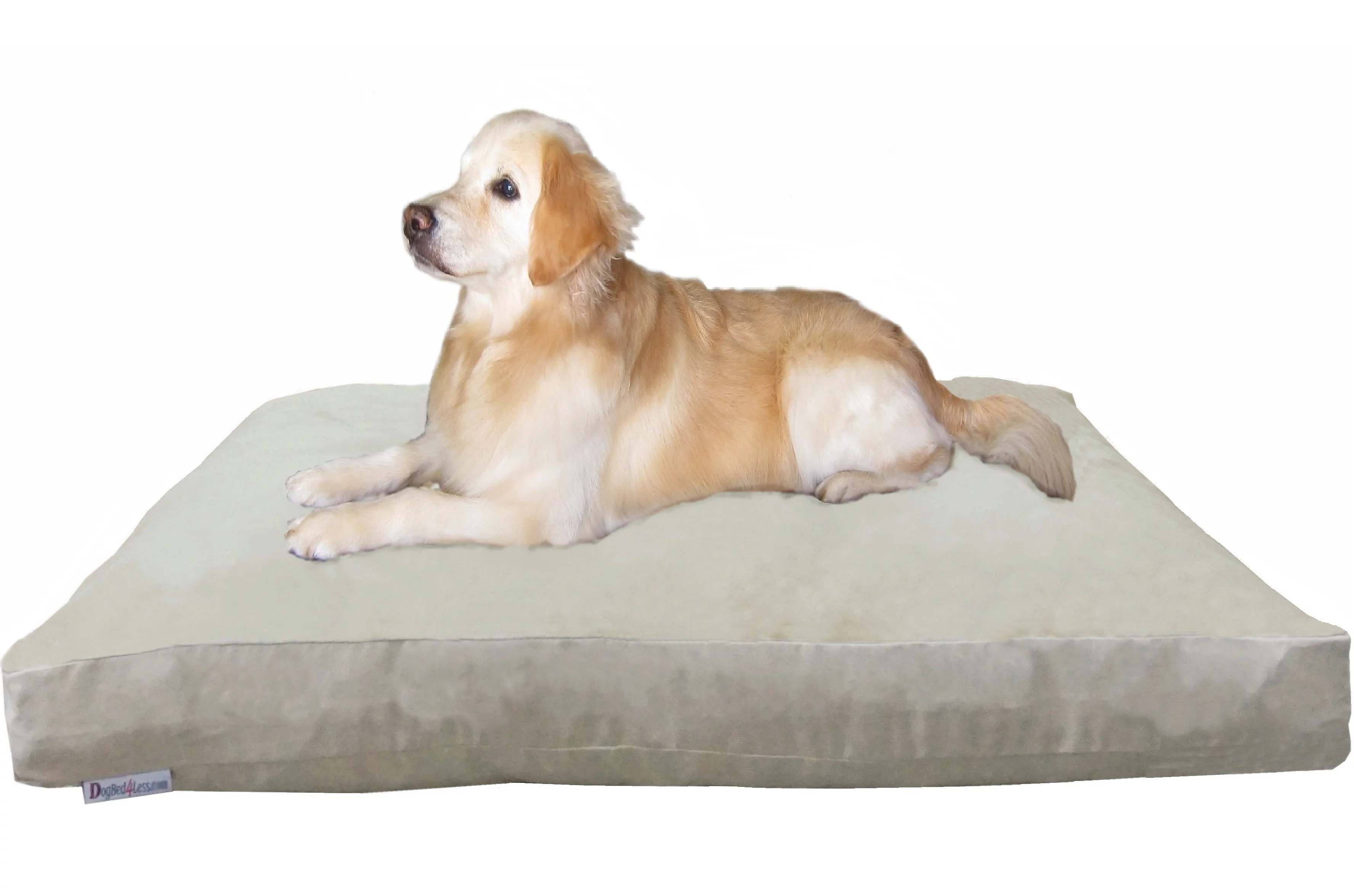 Dogbed4less Shredded Memory Foam Dog Bed for Large Dogs, Khaki Suede Cover 55