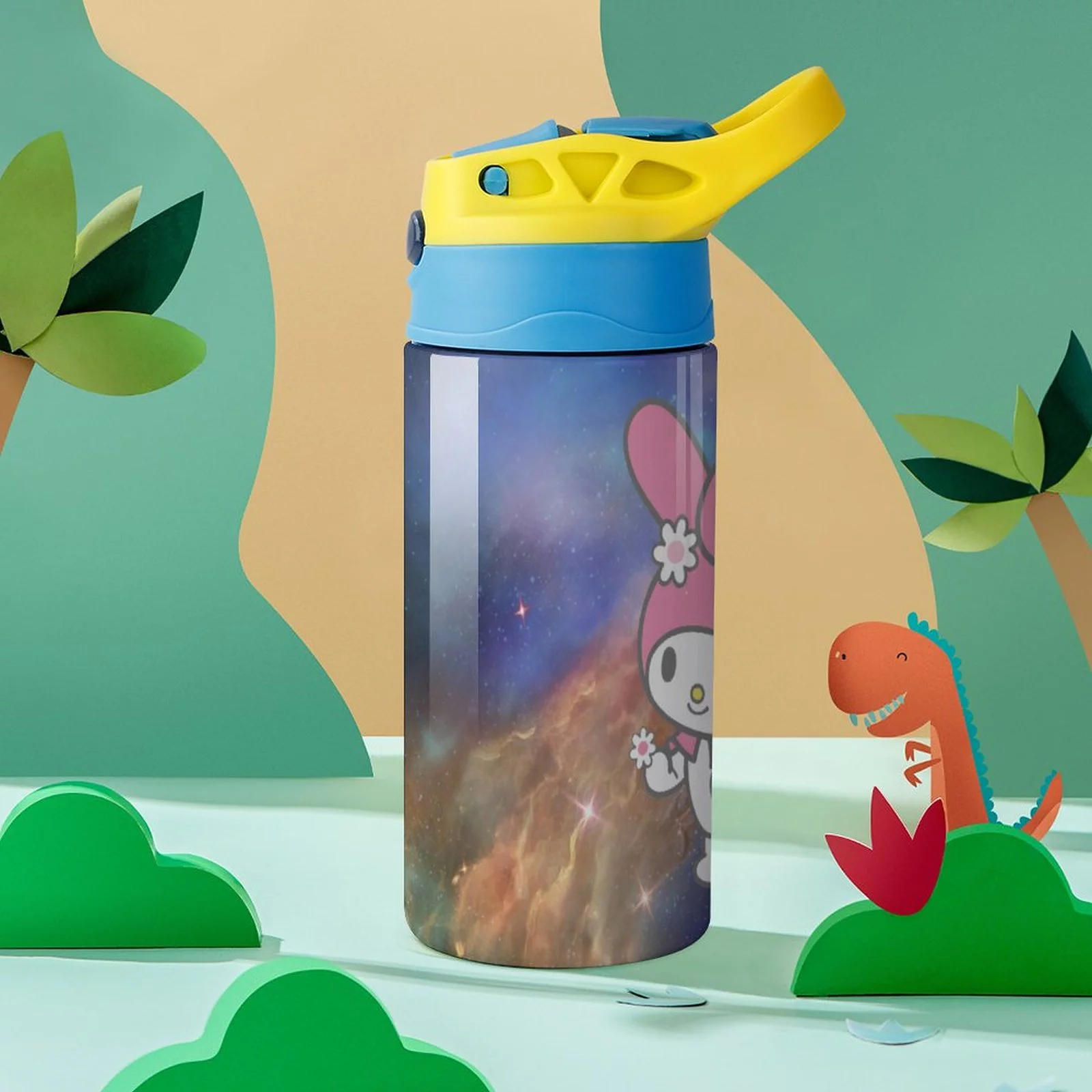 Rabbit-My-Melody Children's Water Bottle Vacuum Insulated Stainless Steel Cup With Straw Toddler Thermoses