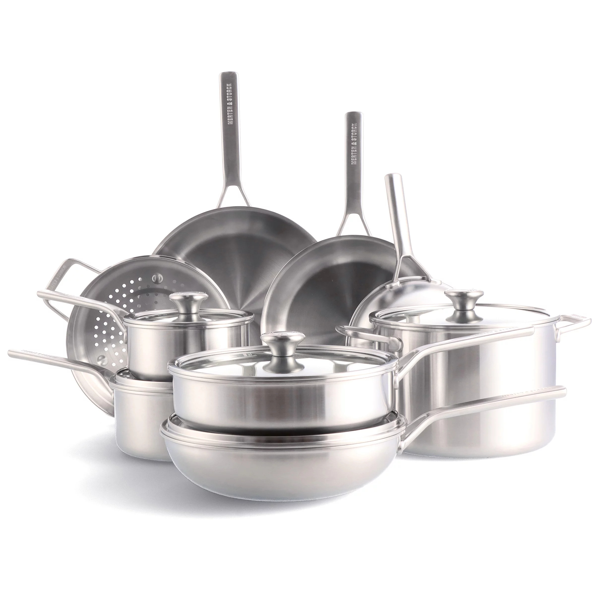 Merten & Storck 14 Piece Stainless Steel Cookware Set, Silver, Oven Safe