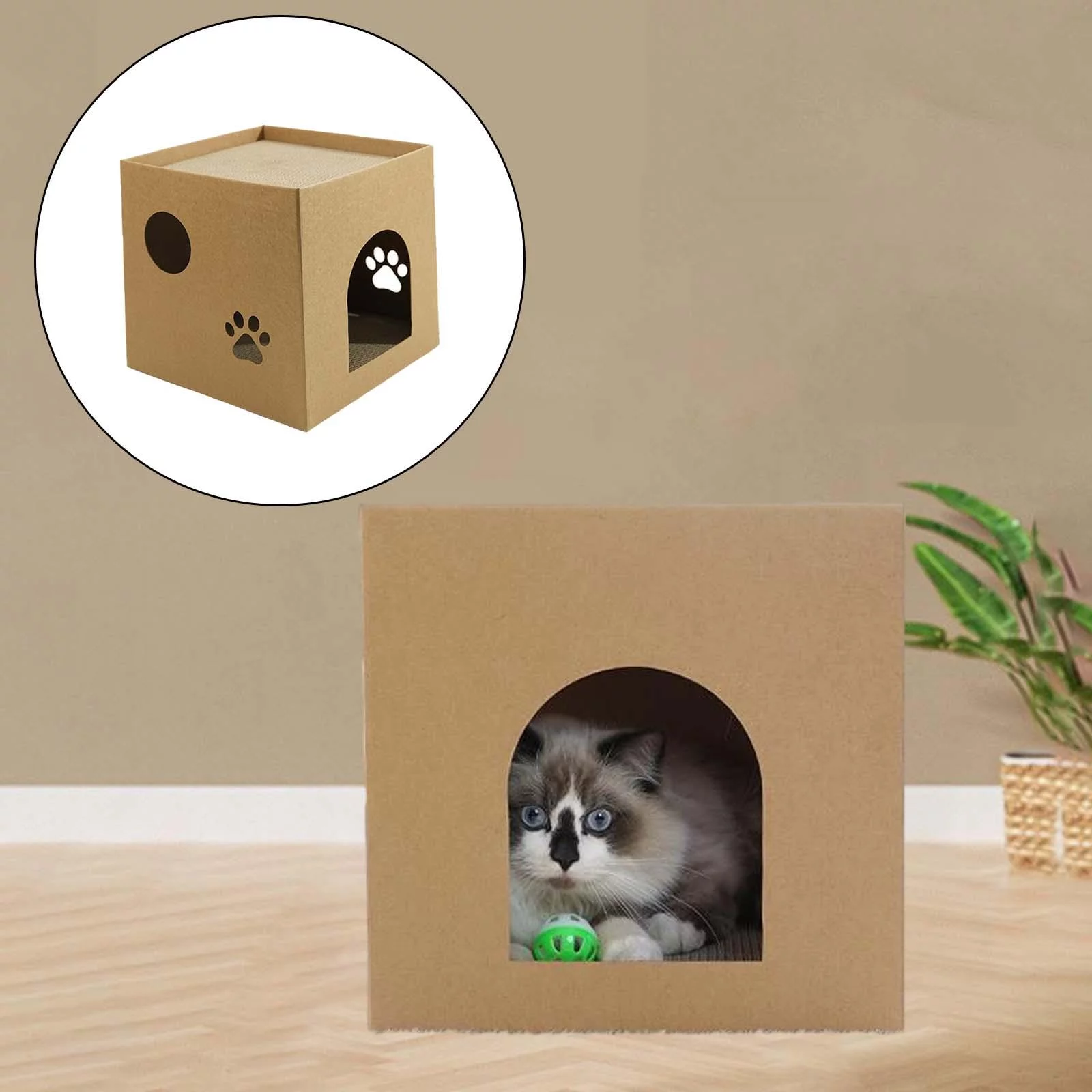 Corrugated Paper Cardboard Cat House Double Layer Corrugate Scratcher Box Toys for Cats to Grind Paws Large Cat Scratcher Pad