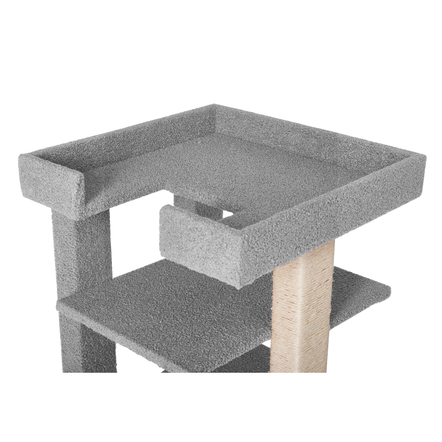 Naomi Home Multi-Level Cat Scratch Tower Wooden Furniture, Cat Home for Large, Small, Little Cats-Color: Gray