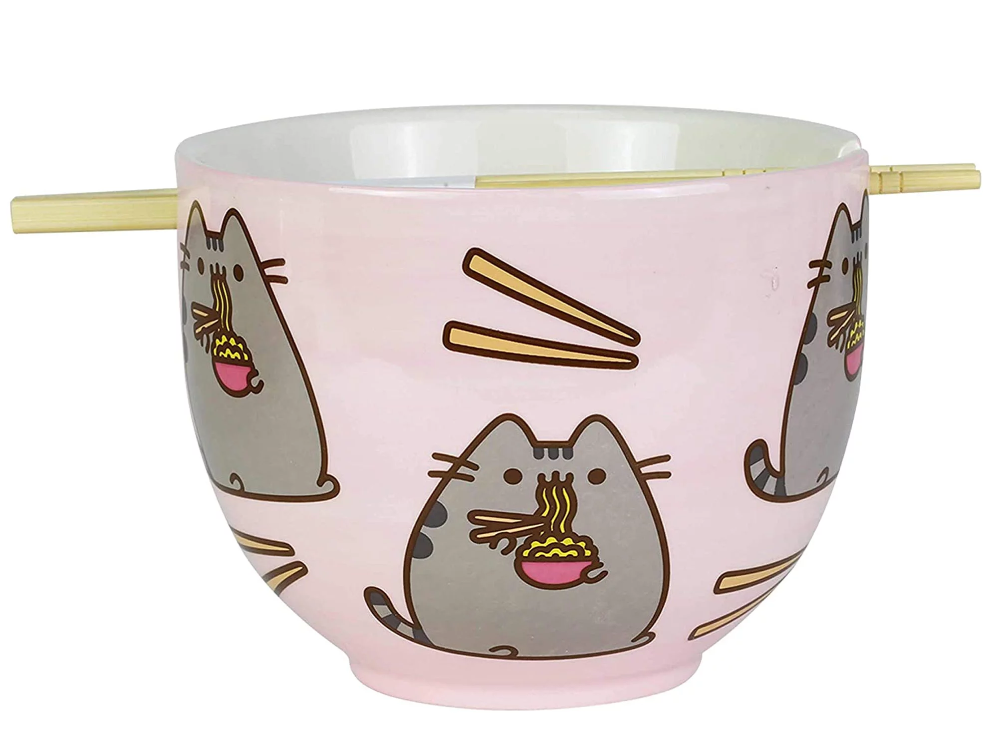 Pusheen by Our Name is Mud Ramen Bowl and Chopsticks Set, Pink