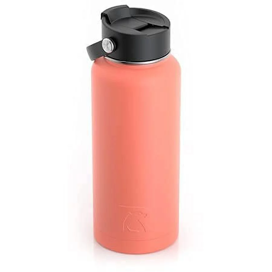 RTIC 32 oz Vacuum Insulated Water Bottle, Metal Stainless Steel Double Wall Insulation, BPA Free Reusable, Leak-Proof Thermos Flask for Hot and Cold Drinks, Travel, Sports, Camping, Coral
