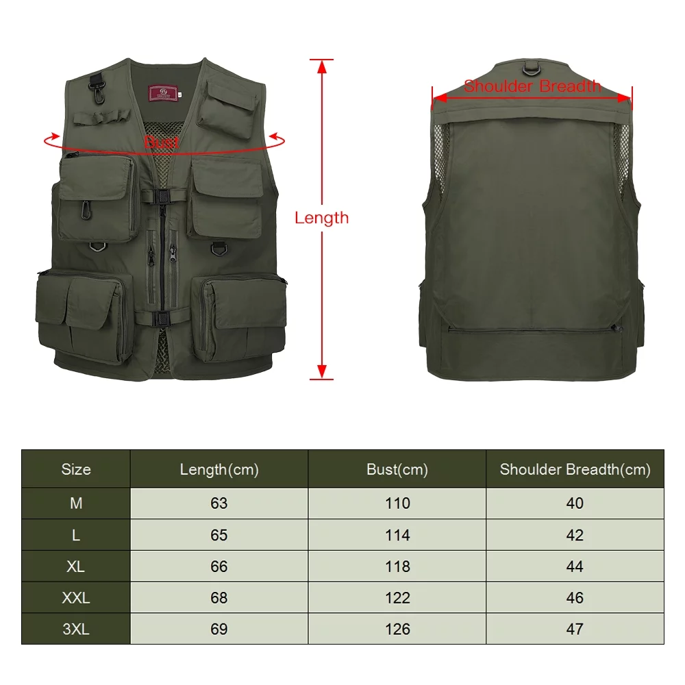 JARUSITE Mesh Jackets Quick Dry Waistcoat Multi Pockets Summer Fishing Photography Vest