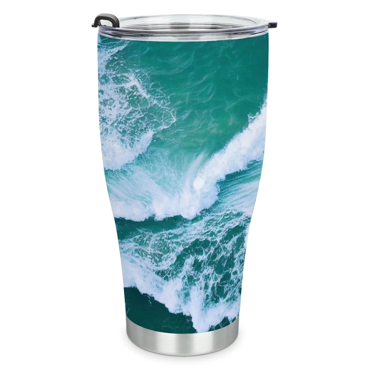 Hidove Stainless Steel Tumbler, Ocean Sea Water White Wave 30oz Leak Proof & Stainless Steel Bottle for Hot & Cold Drinks - Coffee Travel Mug, Water Metal Canteen, Thermal Cup