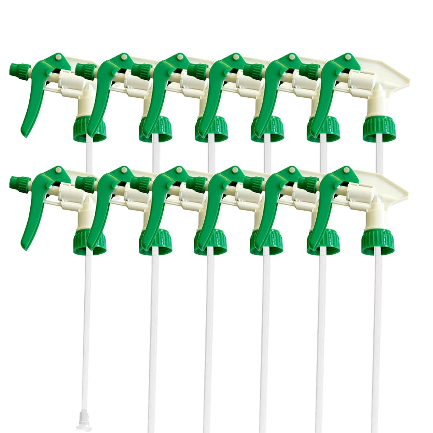CARCAREZ Heavy Duty Trigger Sprayer Replacement for 32 oz Sprayer Bottles, Green, Pack of 12