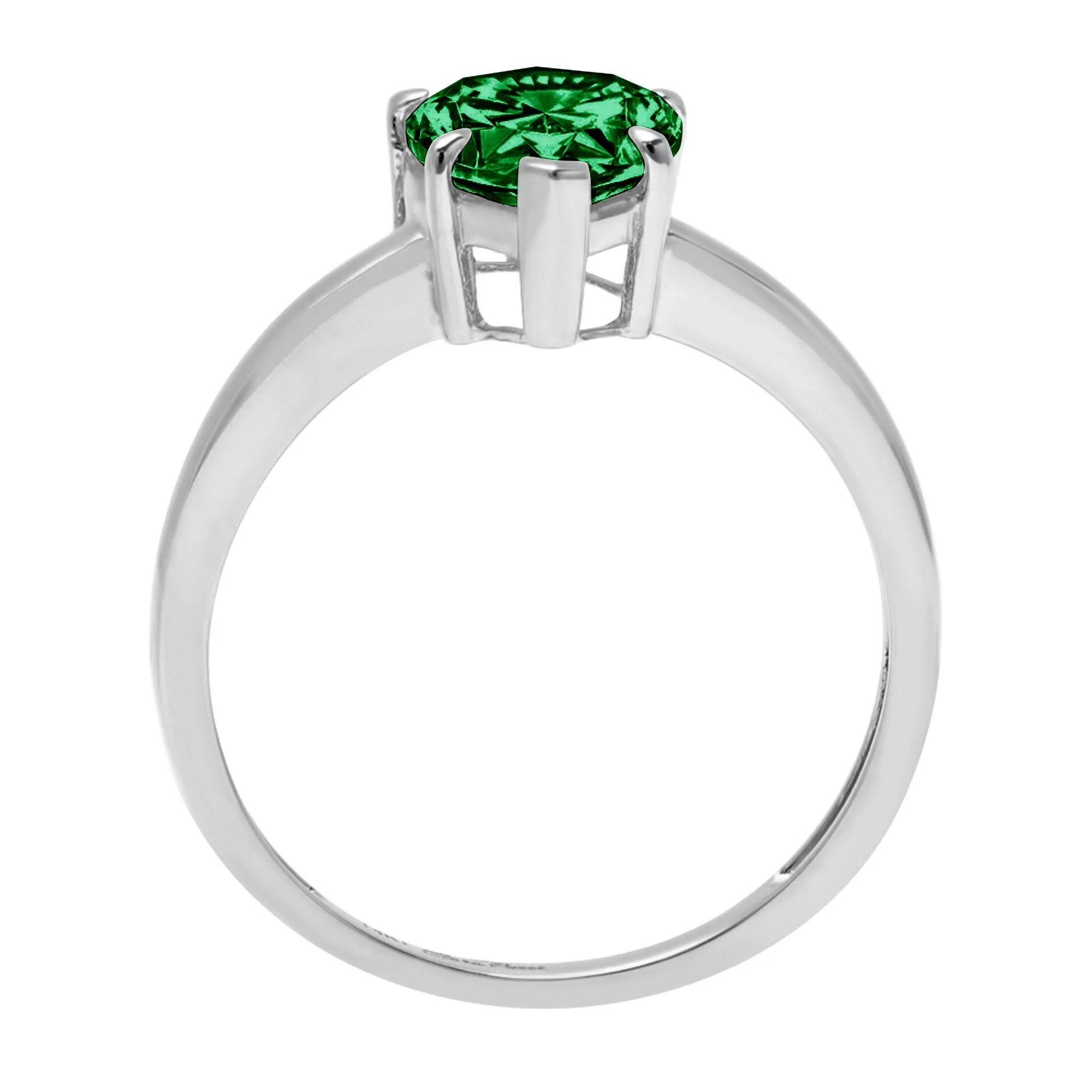 1.0ct pear cut green simulated emerald 14k white gold anniversary engagement ring size 9.5