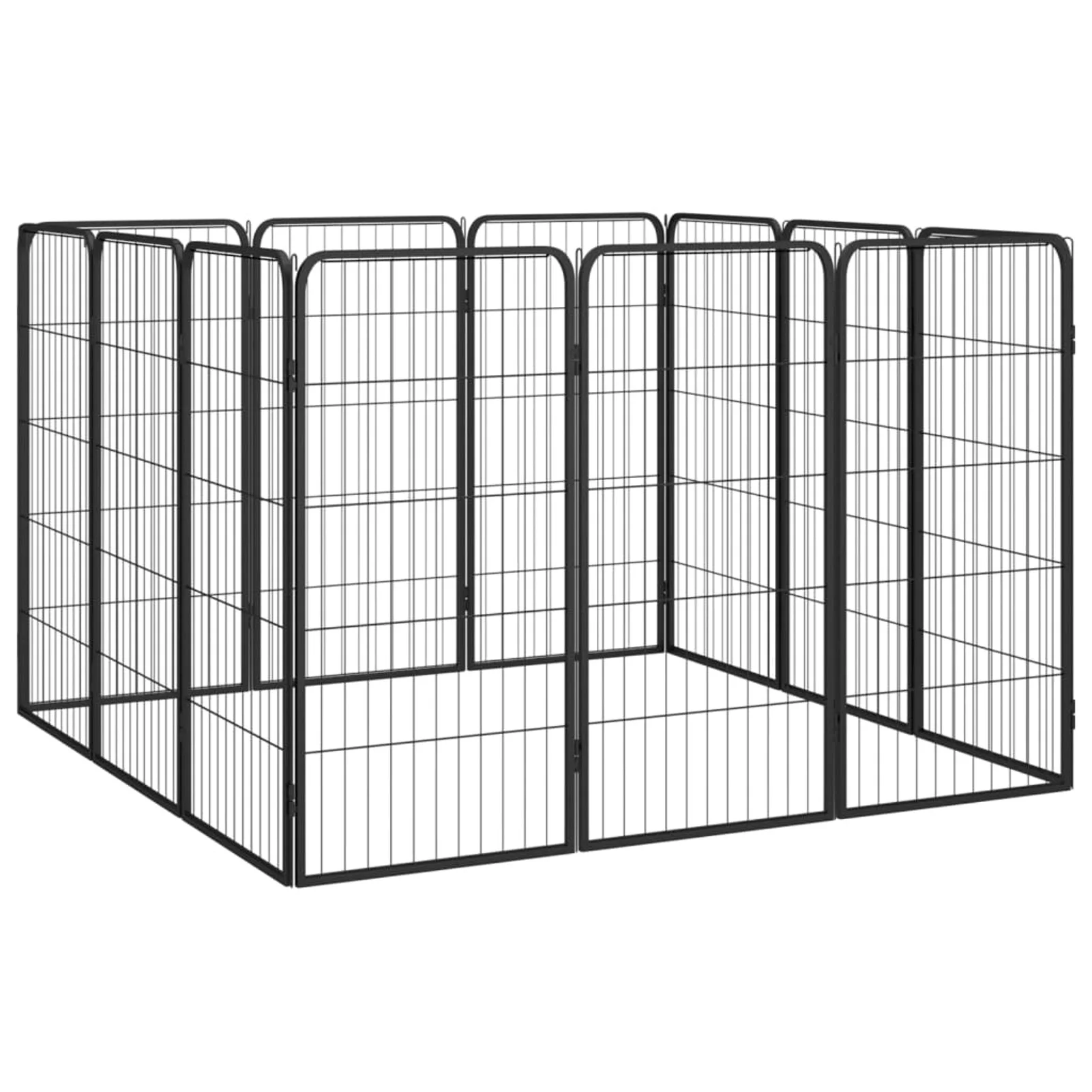 Htovila 12-Panel Dog Playpen Black 19.7