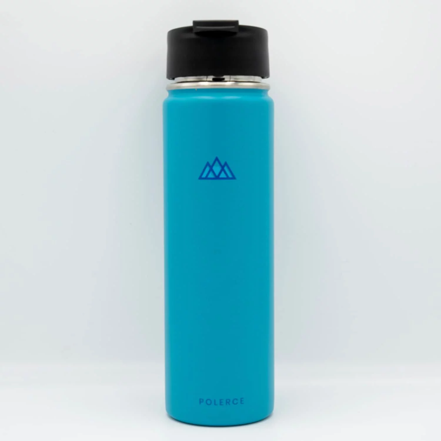 Vacuum Insulated Bottle with 3 Lids - Stainless Steel Thermally Insulated Flask - by Polerce (21 Oz, Aqua (Blue))
