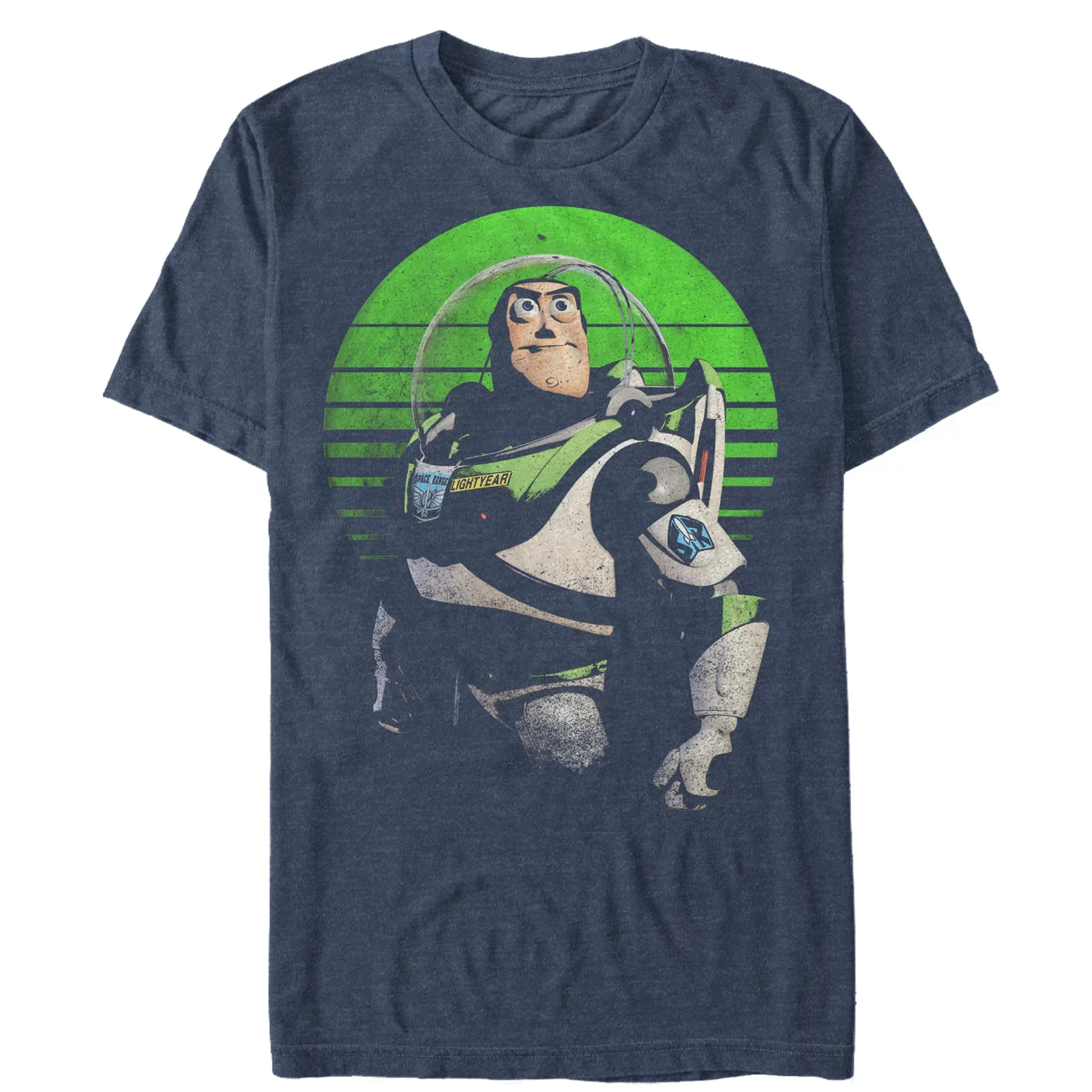 Men's Toy Story Distressed Buzz Lightyear Pose  Graphic Tee Navy Blue Heather Large
