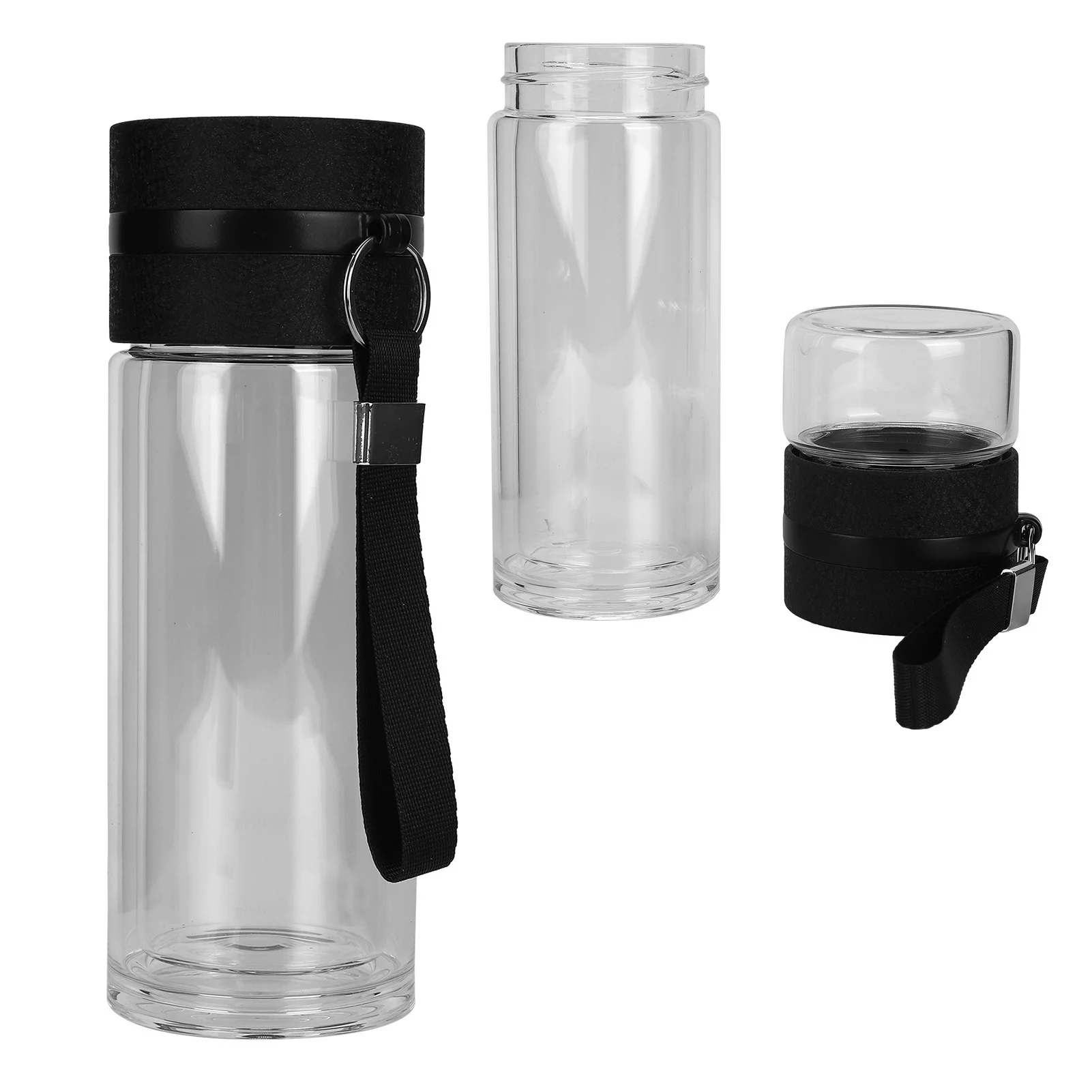 Glass Bottle Pratical Double Wall Bottle Double Layer Water Bottle Clear Tea Separation Bottle