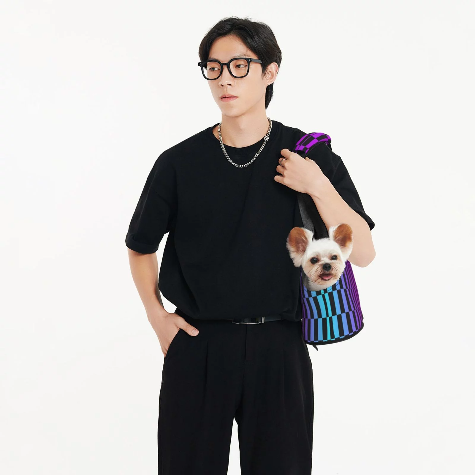 LNWH Purple Color Graffiti Pattern Dog Carrier Bag, Pet Dog Carrier Purse Foldable Waterproof Pet Tote Bag for Cat and Small Dog