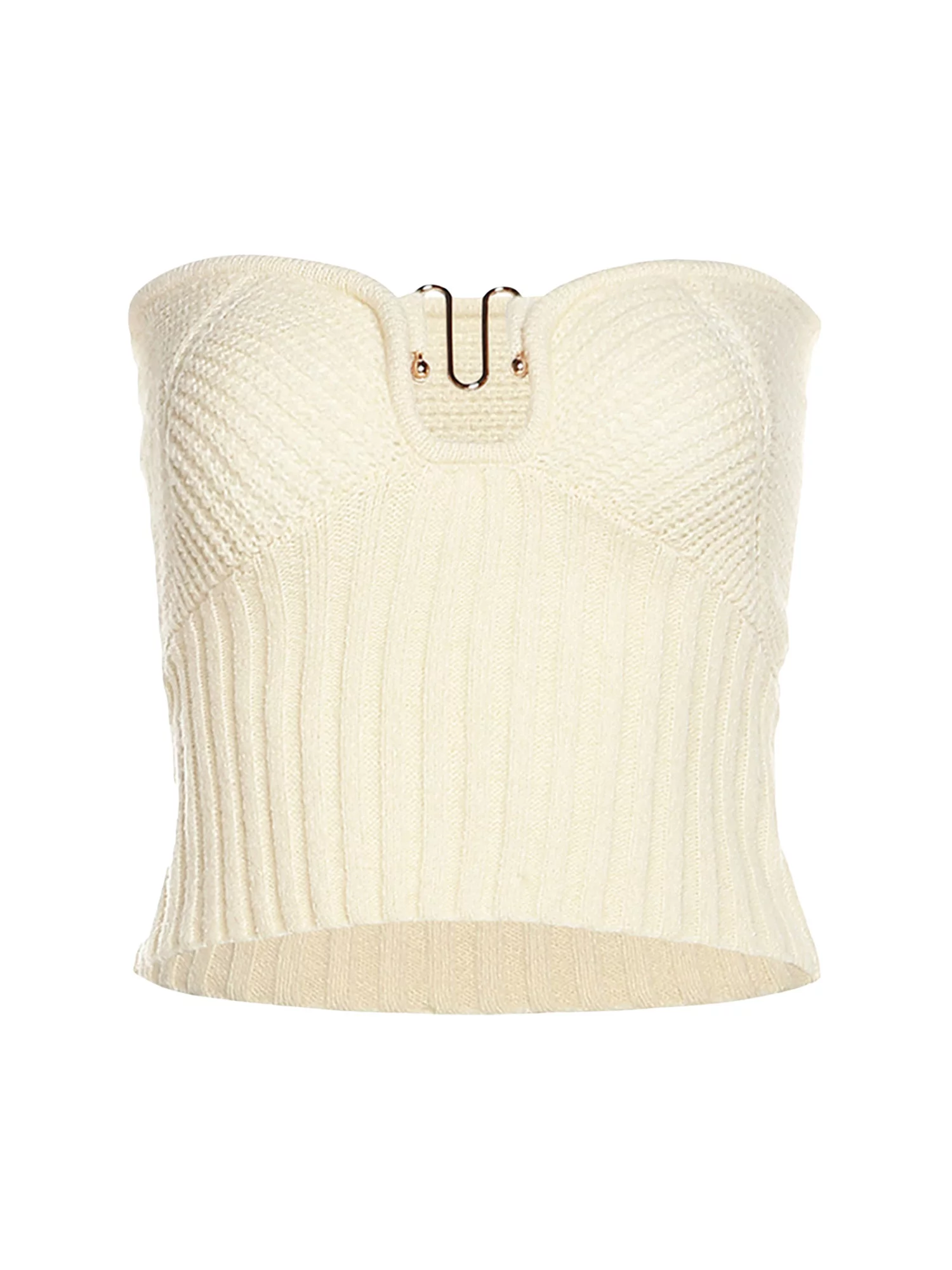 wybzd Women's Strapless Tube Crop Top Sleeveless Off Shoulder Ribbed Knit Slim Fit Cami Crop Tank Top Shirt Apricot M