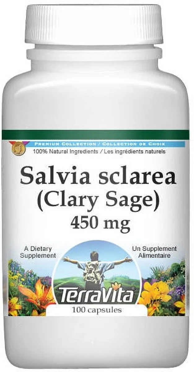 TerraVita Salvia sclarea (Clary Sage) - 450 mg, (100 Capsules, 1-Pack, Zin: 516943)