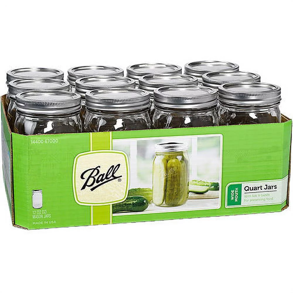 Ball 12-Count Wide Mouth Quart Jars with Lids and Bands