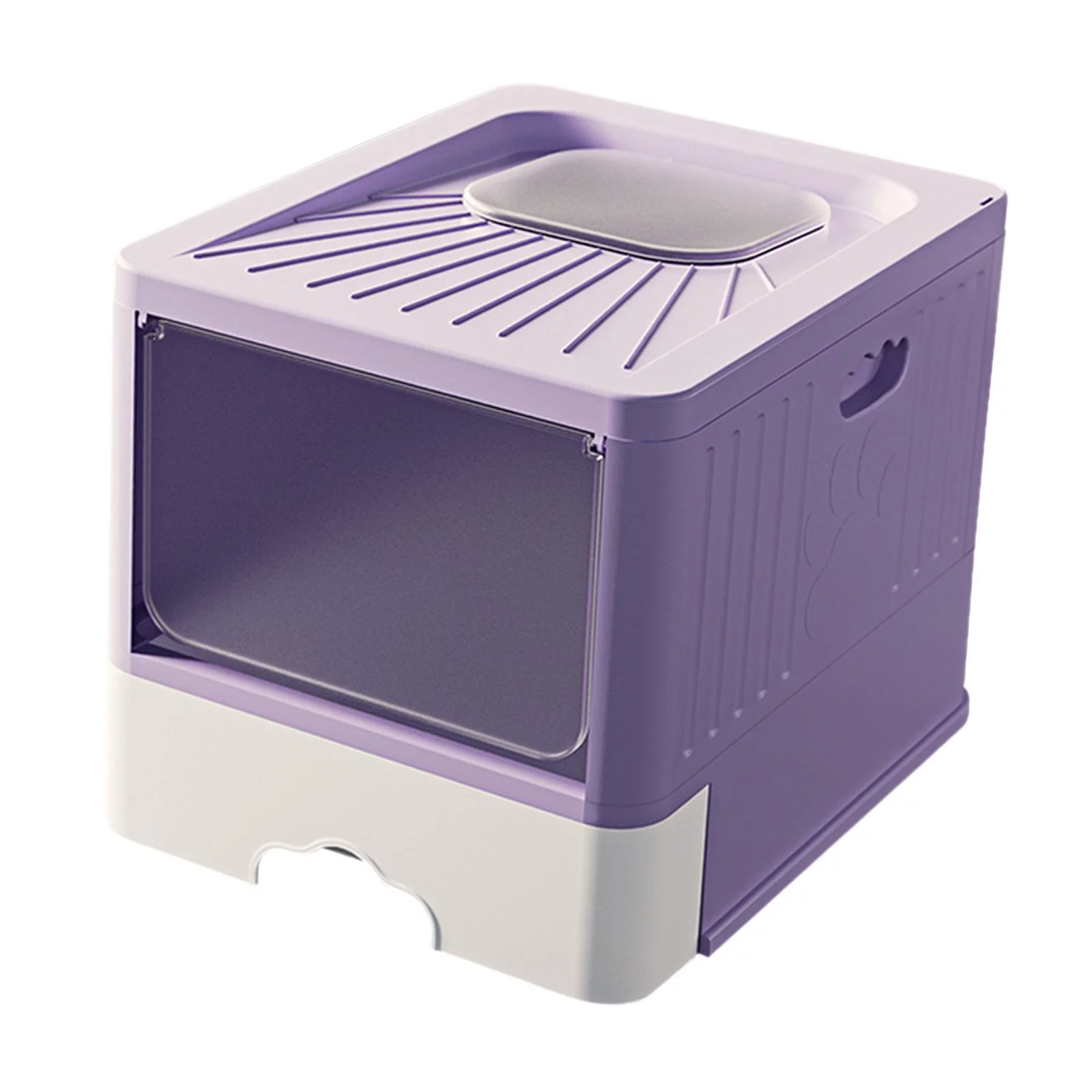 Foldable Cat Litter Box Anti-splashing High Sides Easy Clean Durable Cat Toilet Violet