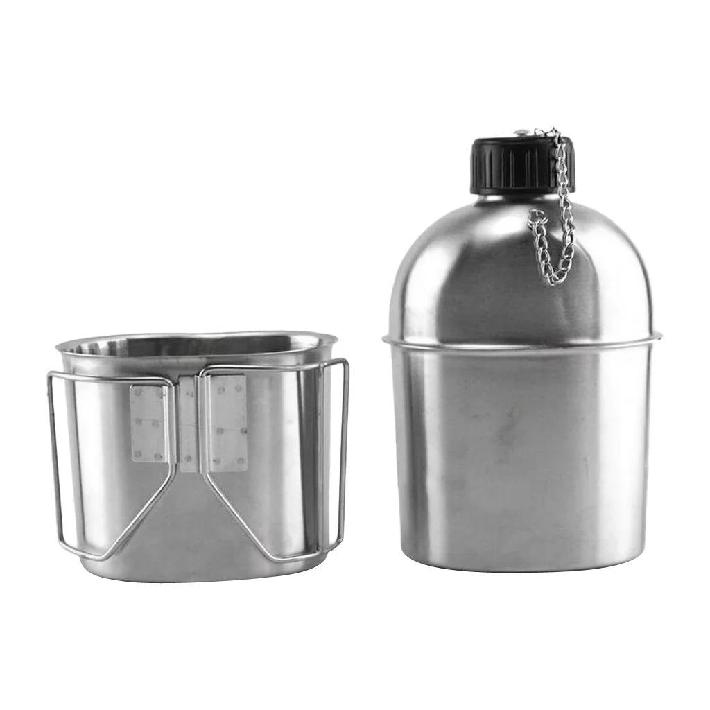 Outdoor Camping Stainless Steel 1L Kettle And 0.6L Water cup
