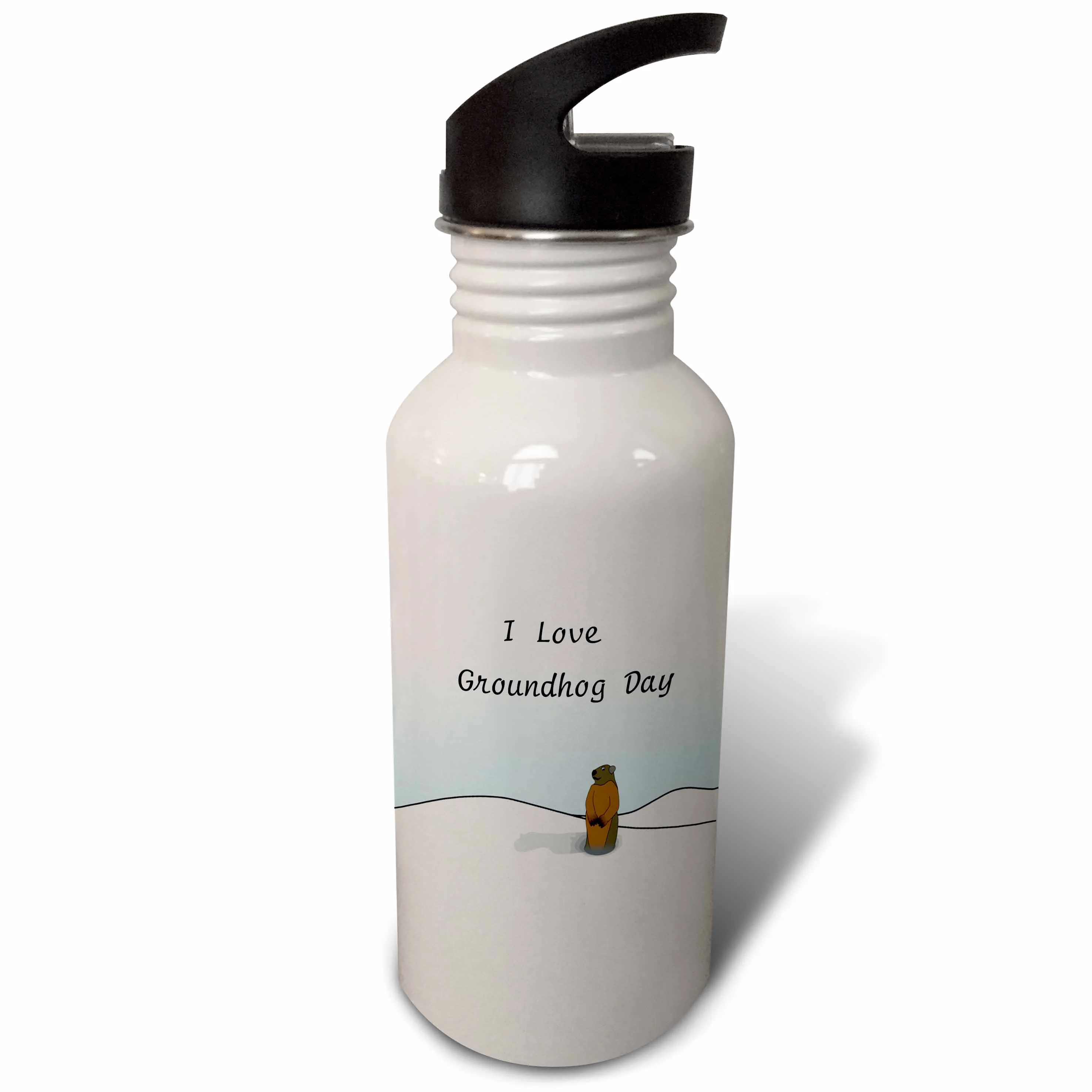 Print of I Love Groundhog Day Cartoon 21 oz Sports Water Bottle wb-204327-1