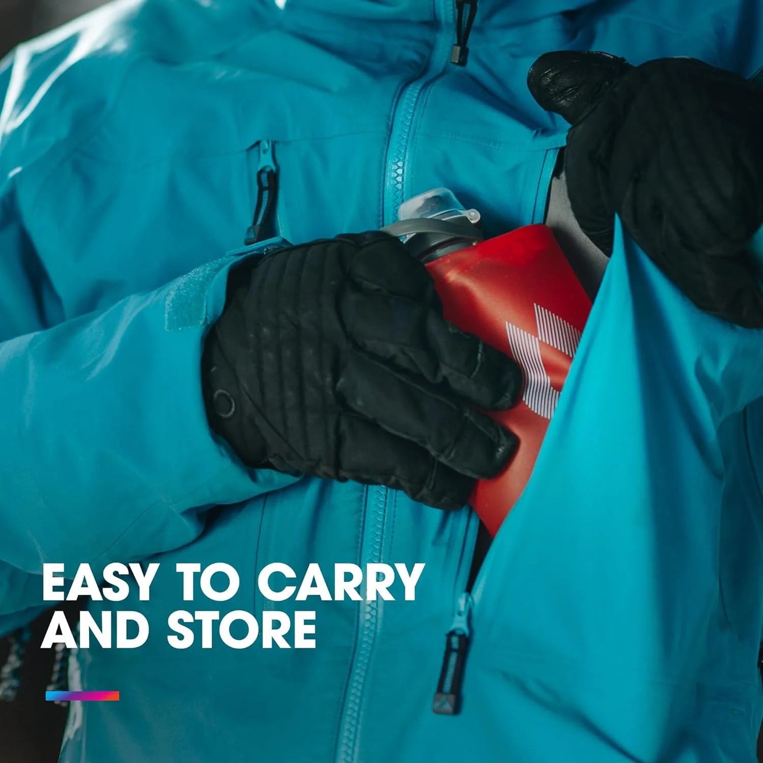 HydraPak Stow Water Bottle, Mammoth Grey, 1L/32oz,