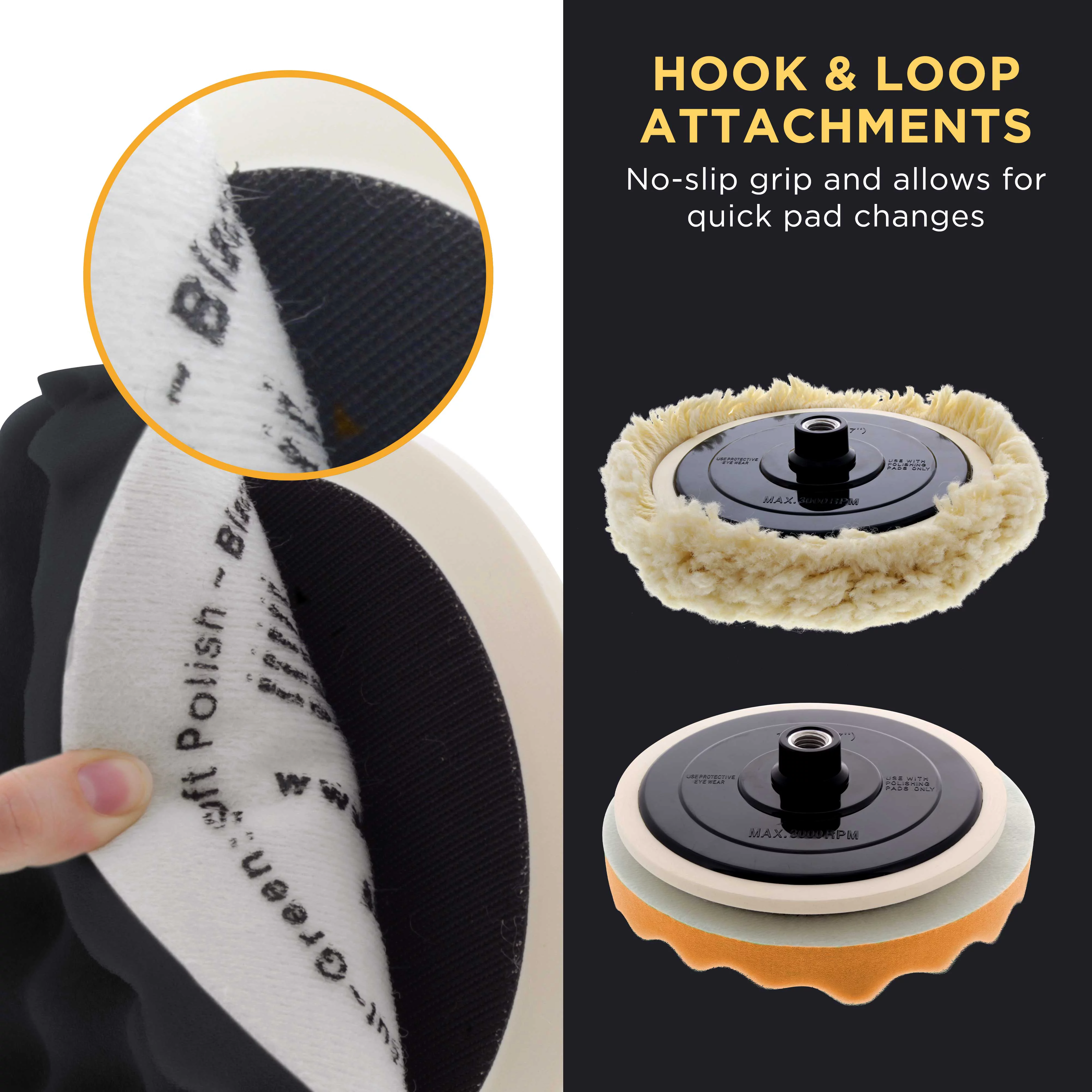 Waffle Foam & Wool Buffing & Polishing Pad Kit w/ 3 - 8