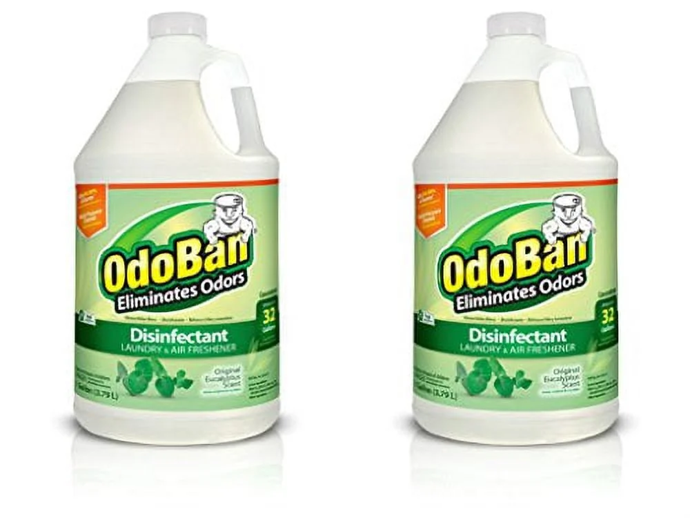 OdoBan Multipurpose Cleaner Concentrate, 2 Gal, Original Eucalyptus Scent - Odor Eliminator, Disinfectant, Flood Fire Water Damage Restoration