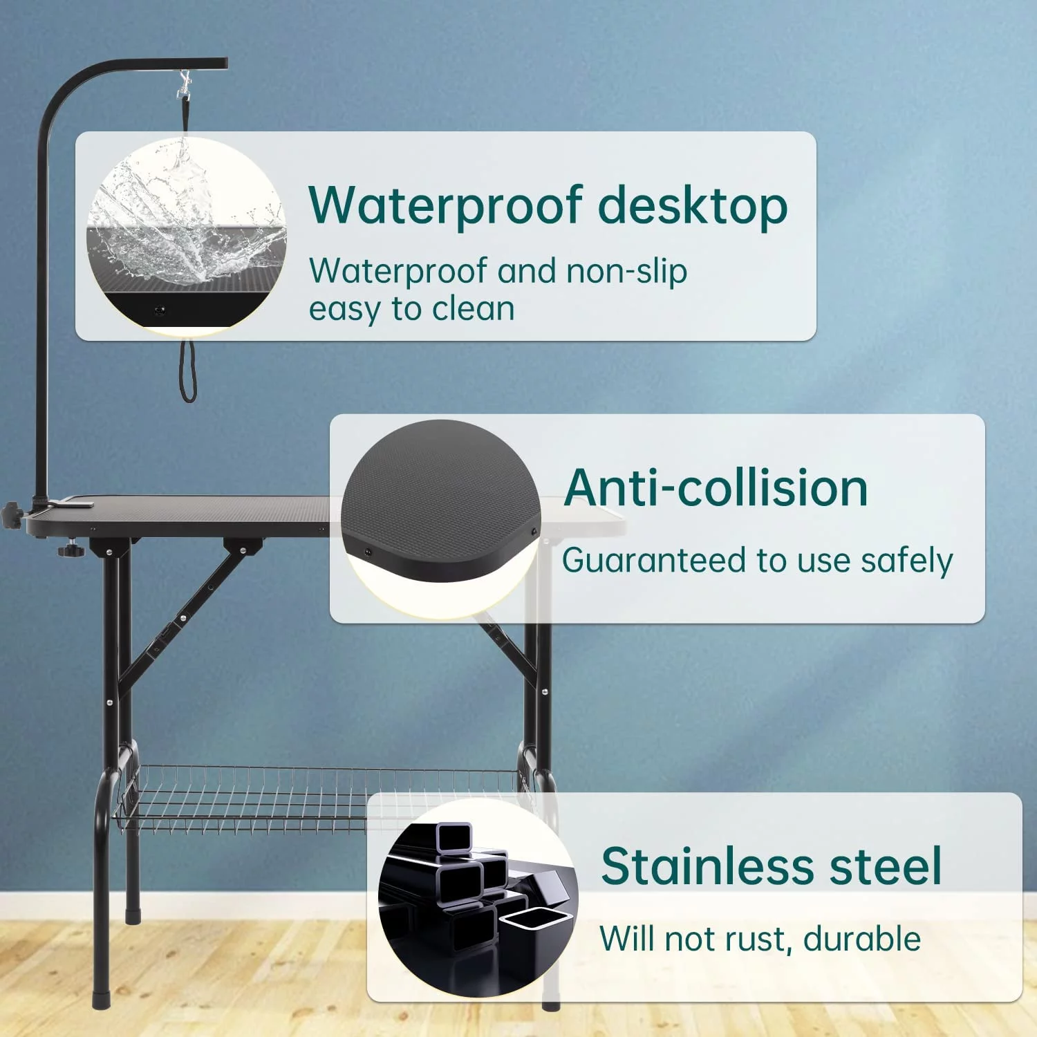 BestPet 36in Dog Grooming Table Foldable Home Pet Bathing Station with Mesh Tray