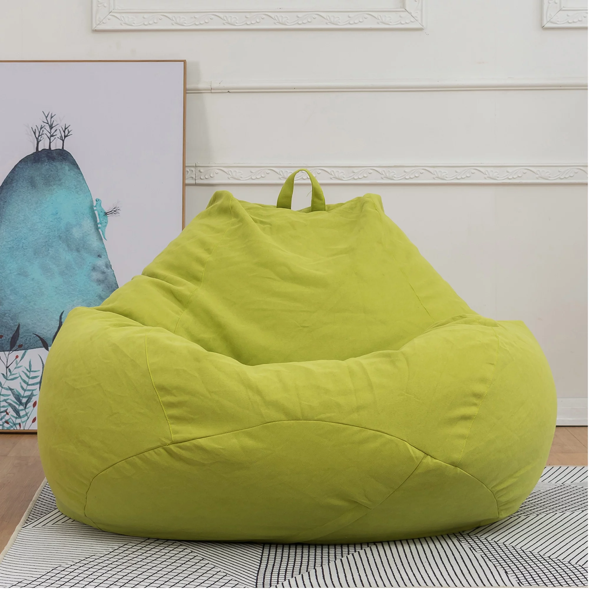 Classic Beanbag Chair Cover Memory Beanbag Detachable Particles Foam Padded Furniture Seat Cover Size 31.5