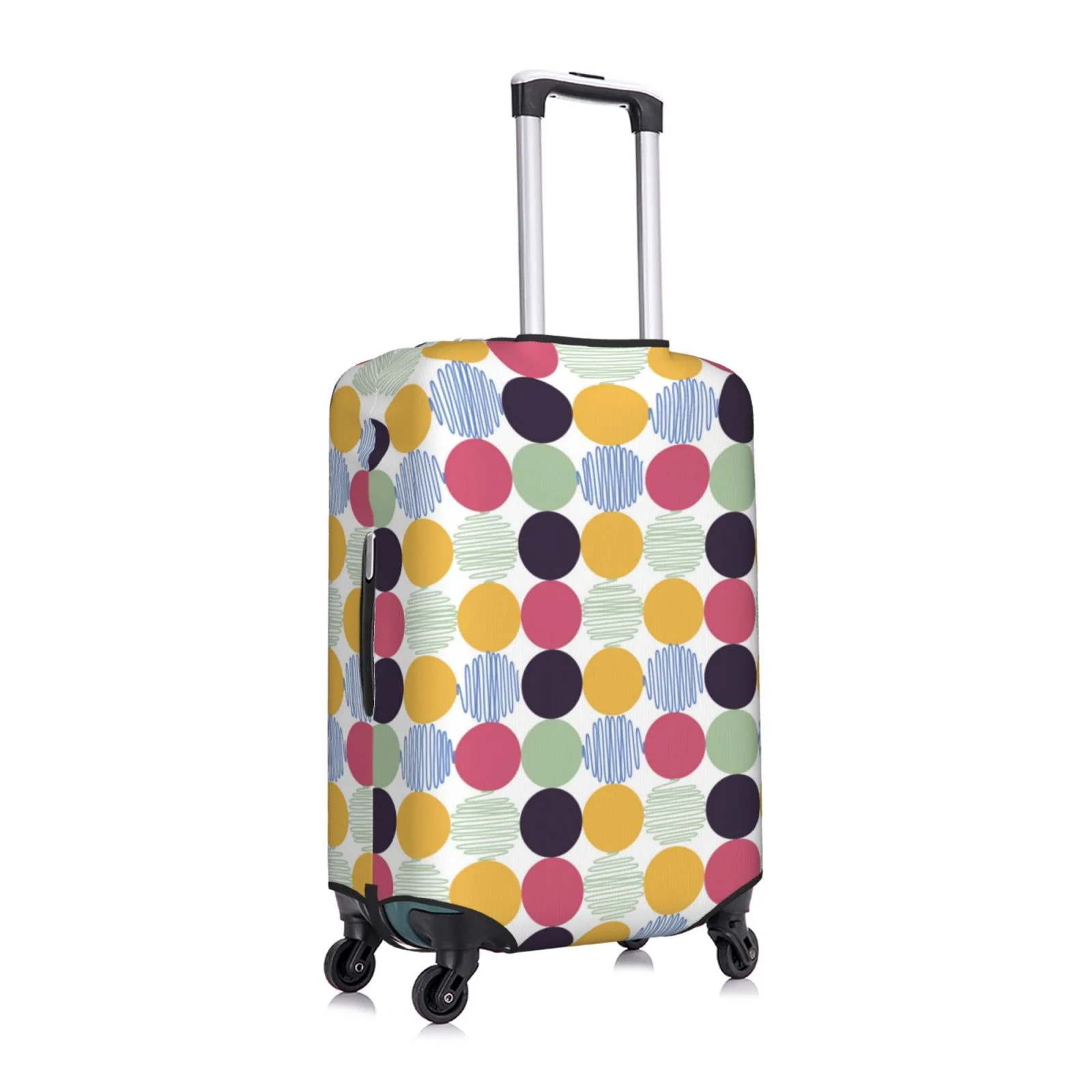 Easygdp Polka Dot Print Elastic and Washable Suitcase Protective Cover with Hidden Zipper Fits 18-32 inch Luggage -Small