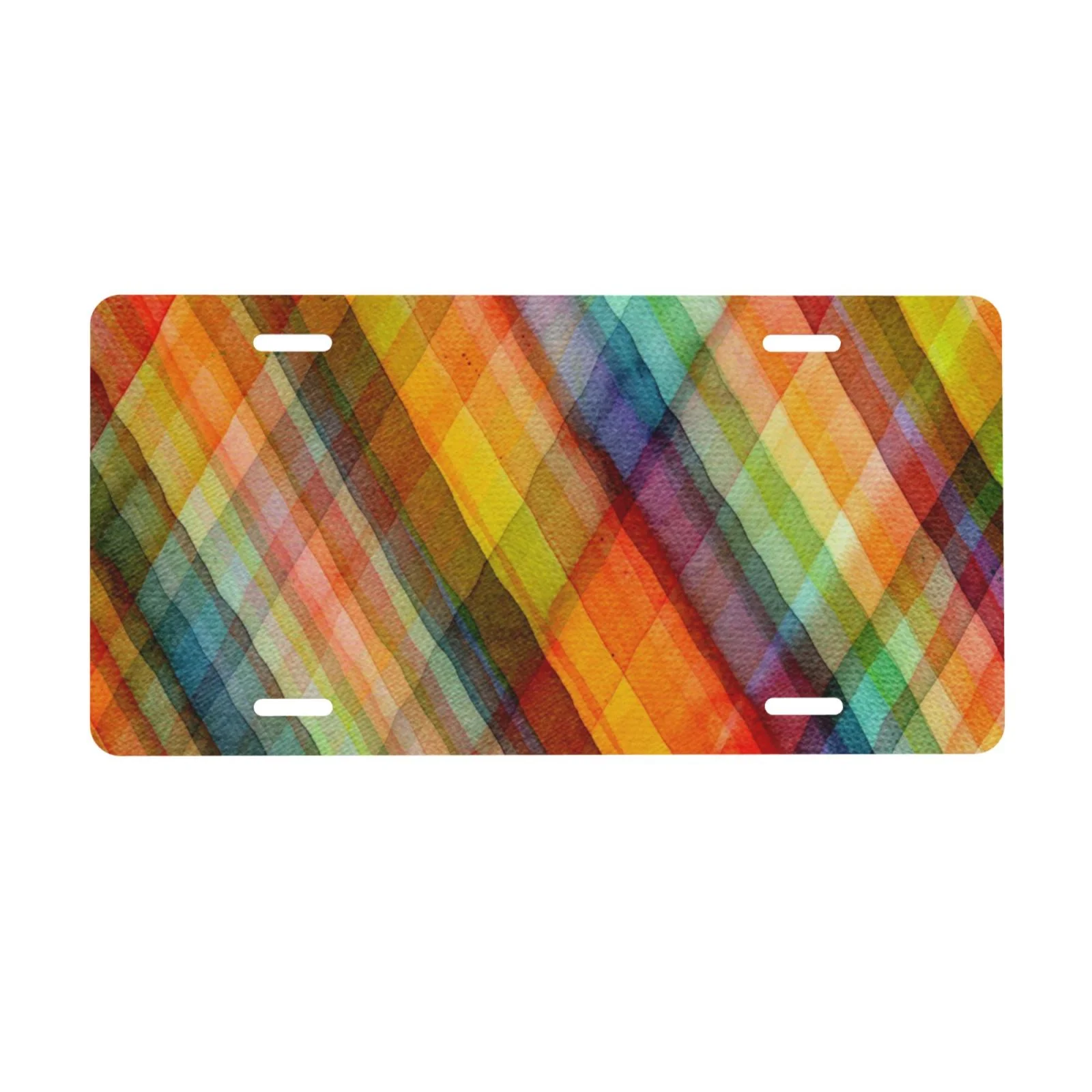 Junzan Abstract Watercolors Tartan Front License Plate Covers Decorative Car Metal Plates Novelty License Plate 6 X 12 Inch For Women Men