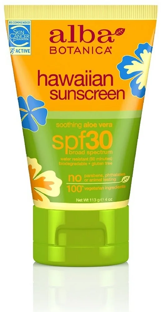 Alba Botanica Hawaiian Sunscreen, Soothing Aloe Vera SPF 30 4 oz (Pack of 6)